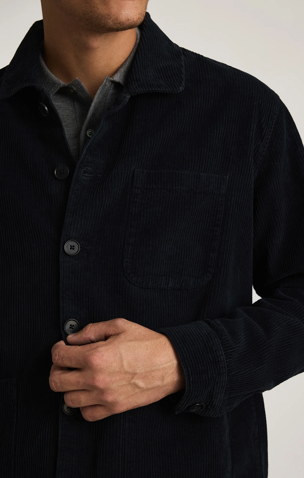 BUTTON-UP OVERSHIRT IN NAVY - Image 4