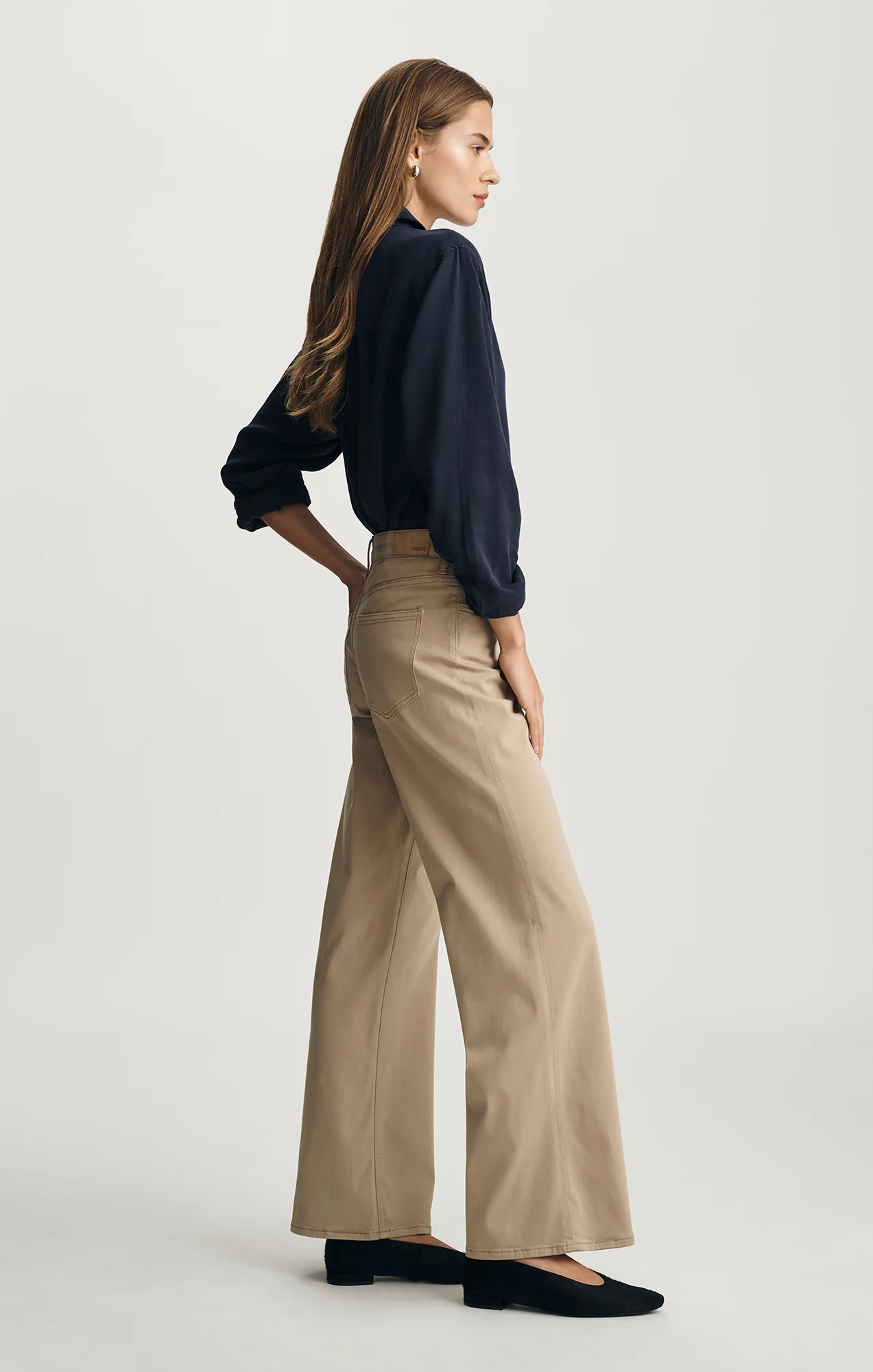ALENA WIDE LEG IN FRENCH BEIGE SATEEN - Image 2