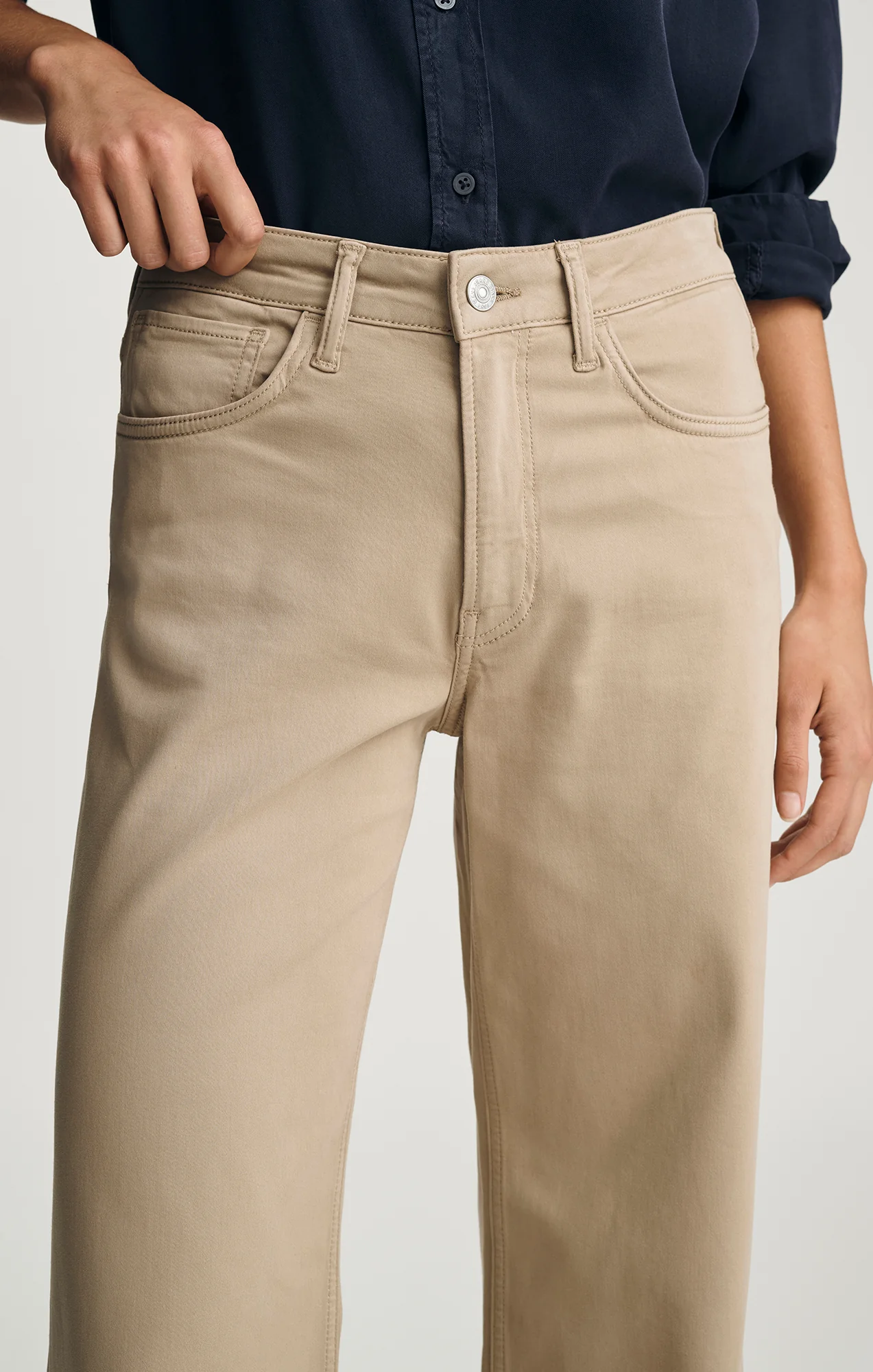 ALENA WIDE LEG IN FRENCH BEIGE SATEEN - Image 5