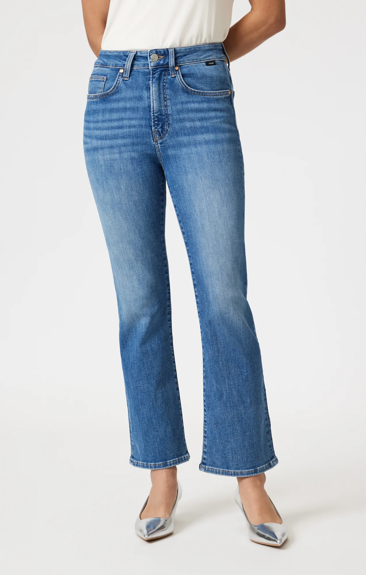 ANIKA CROPPED FLARE IN MID BRUSHED FLEX BLUE - Image 3