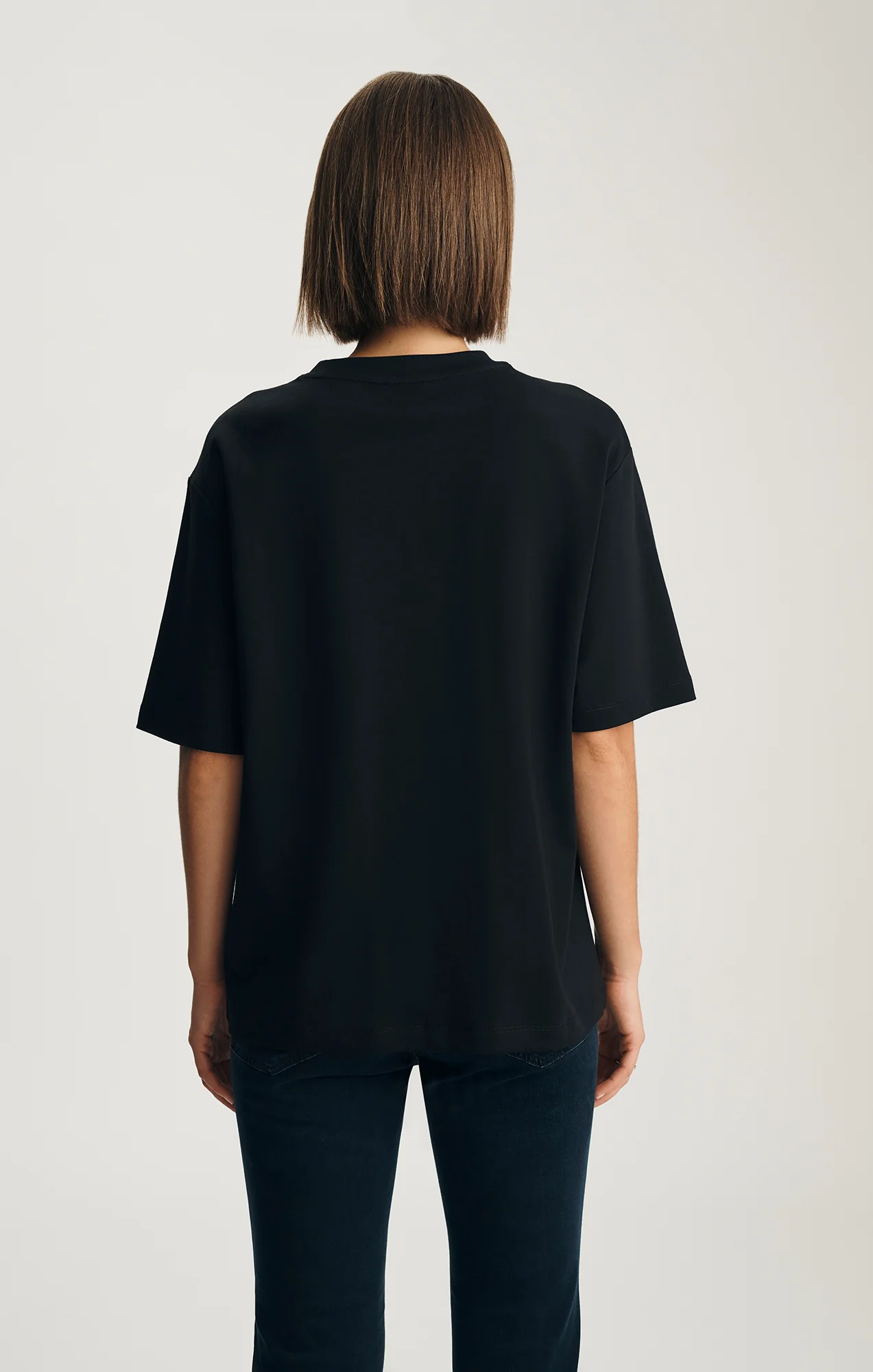 ZOE INTERLOCK CREW NECK T-SHIRT IN BLACK - Image 2