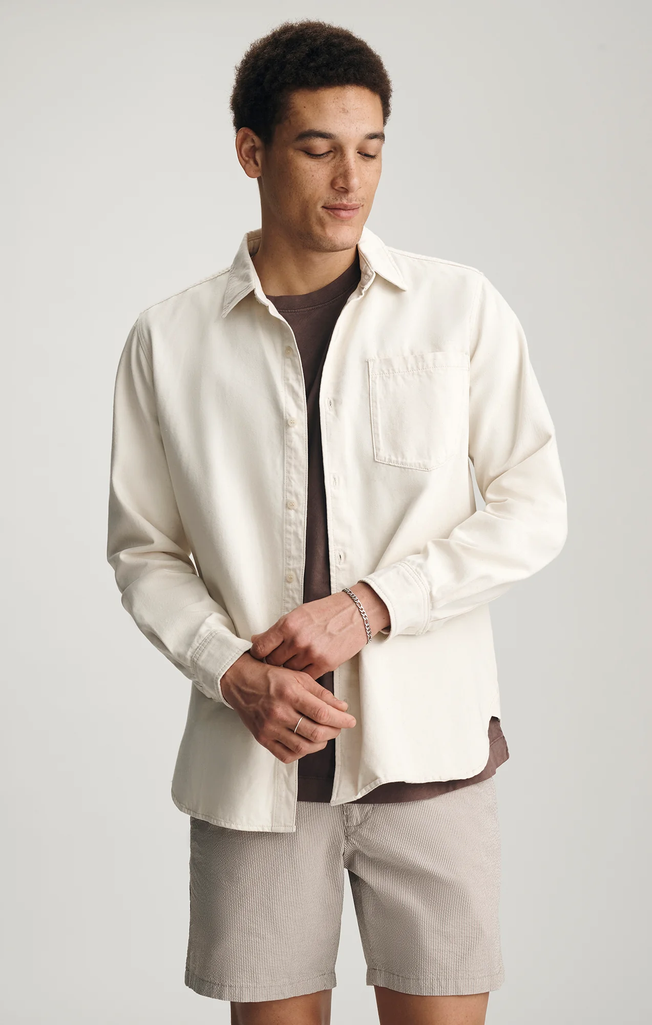 BILL DENIM SHIRT IN ECRU LINEN DENIM