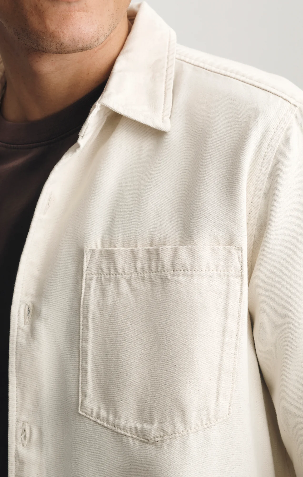 BILL DENIM SHIRT IN ECRU LINEN DENIM - Image 3