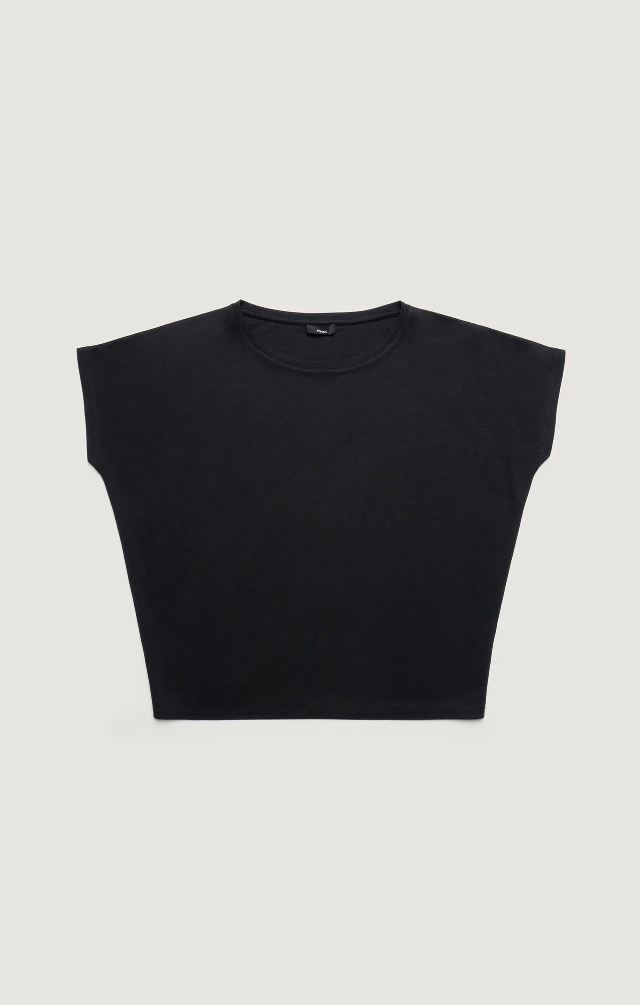 LUXE TOUCH TENCEL™ BOAT NECK T-SHIRT IN BLACK - Image 8