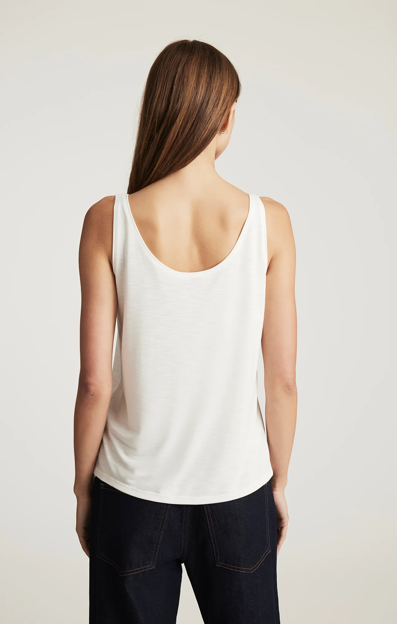 LUXE TOUCH TENCEL™ HENLEY TANK TOP IN ANTIQUE WHITE - Image 3