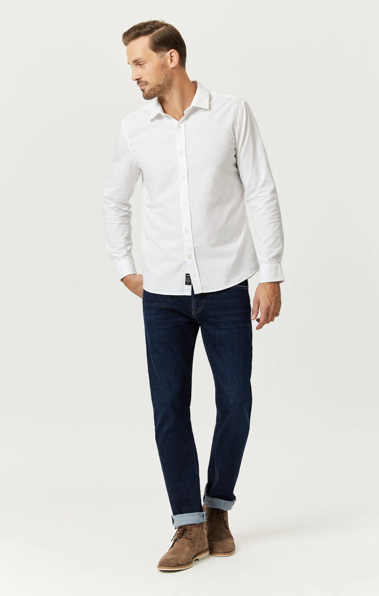 BUTTON-UP LONG SLEEVE SHIRT IN WHITE - Image 5