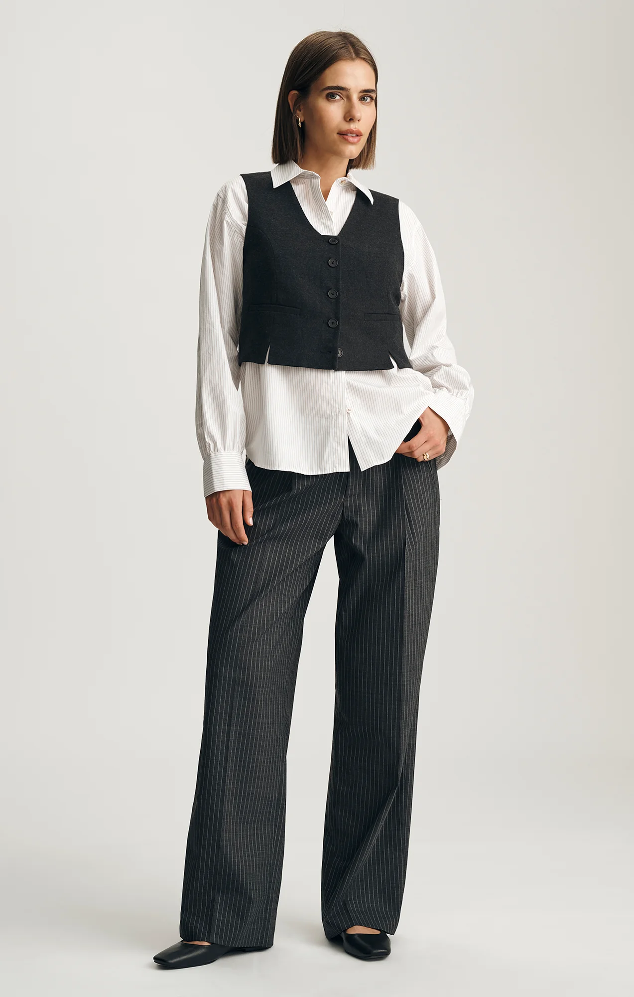 EDITION BUTTON-UP VEST IN ANTRASIT MELANGE - Image 3