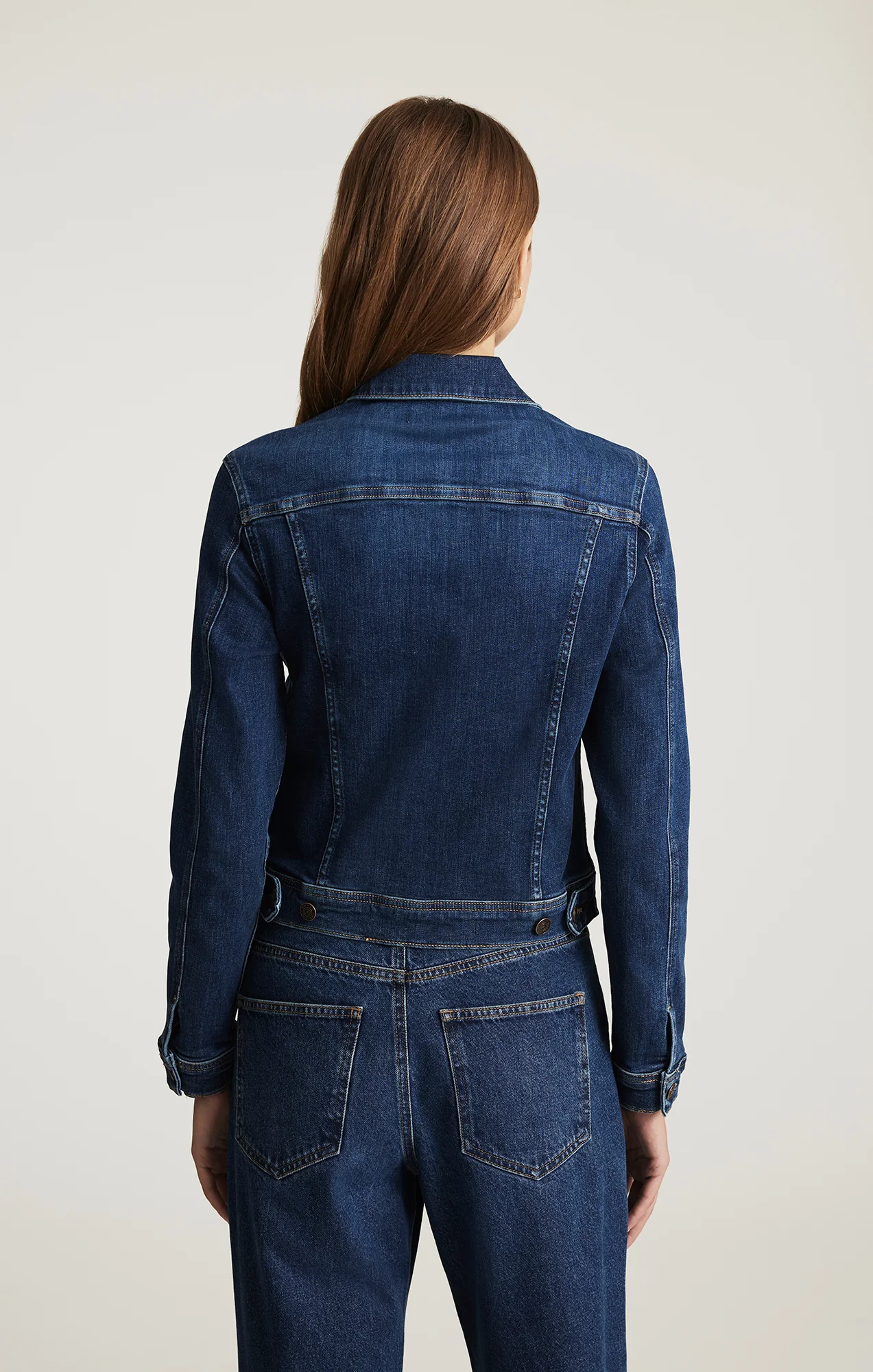 CECILIA DENIM JACKET IN DARK BRUSHED FLEX BLUE - Image 3