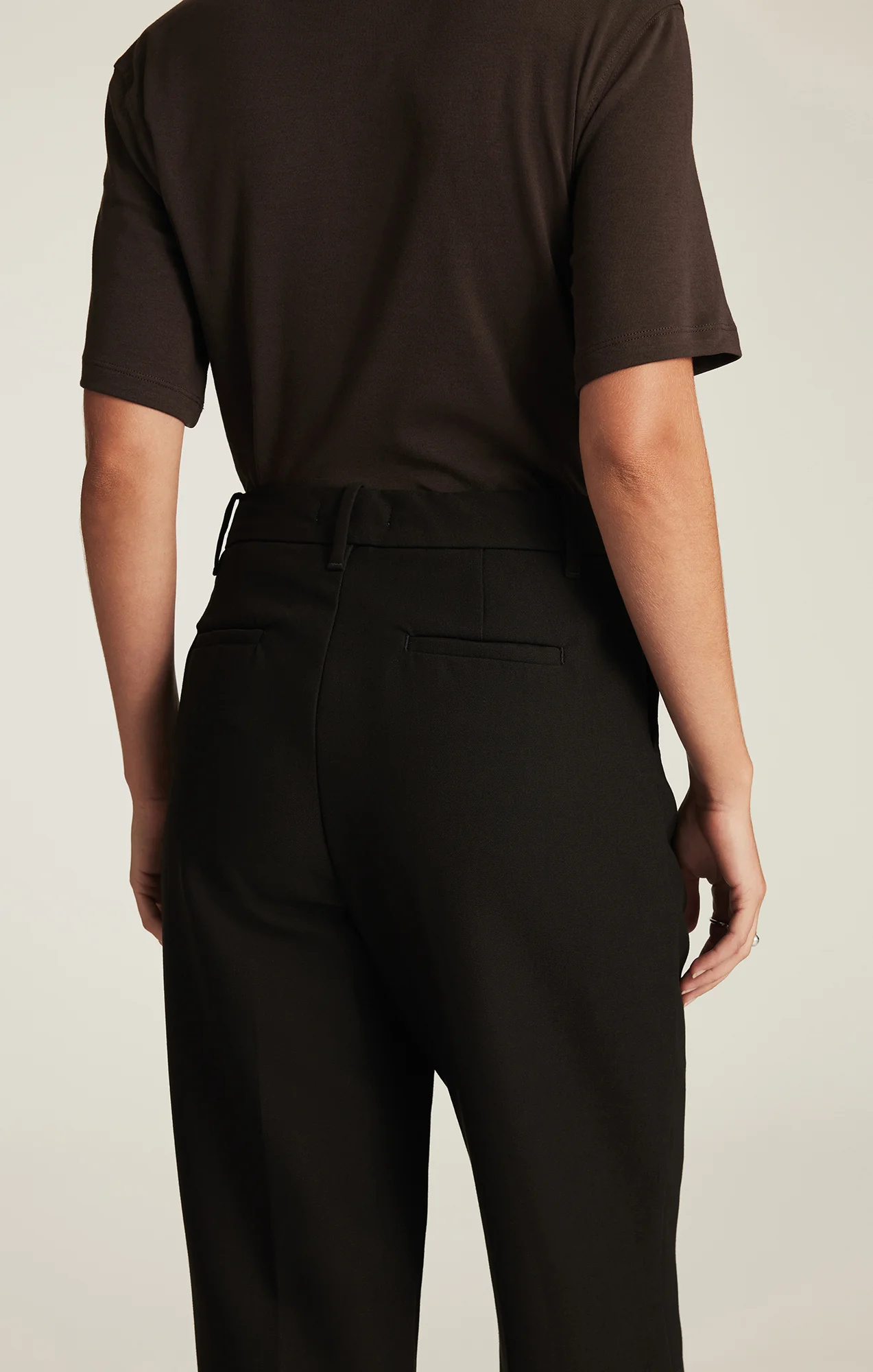 CHARLOTTE WIDE LEG IN BLACK SMART TWILL - Image 5