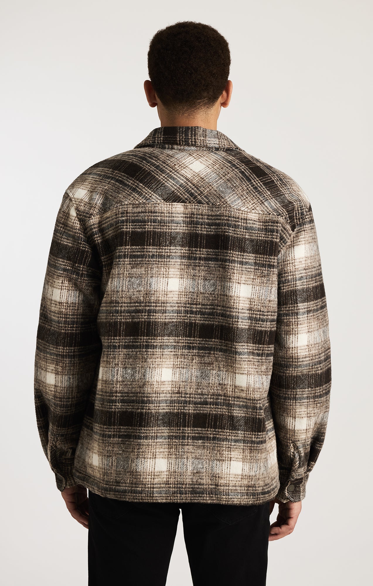 PLAID SHIRT JACKET IN SEAL BROWN CHECK - Image 3
