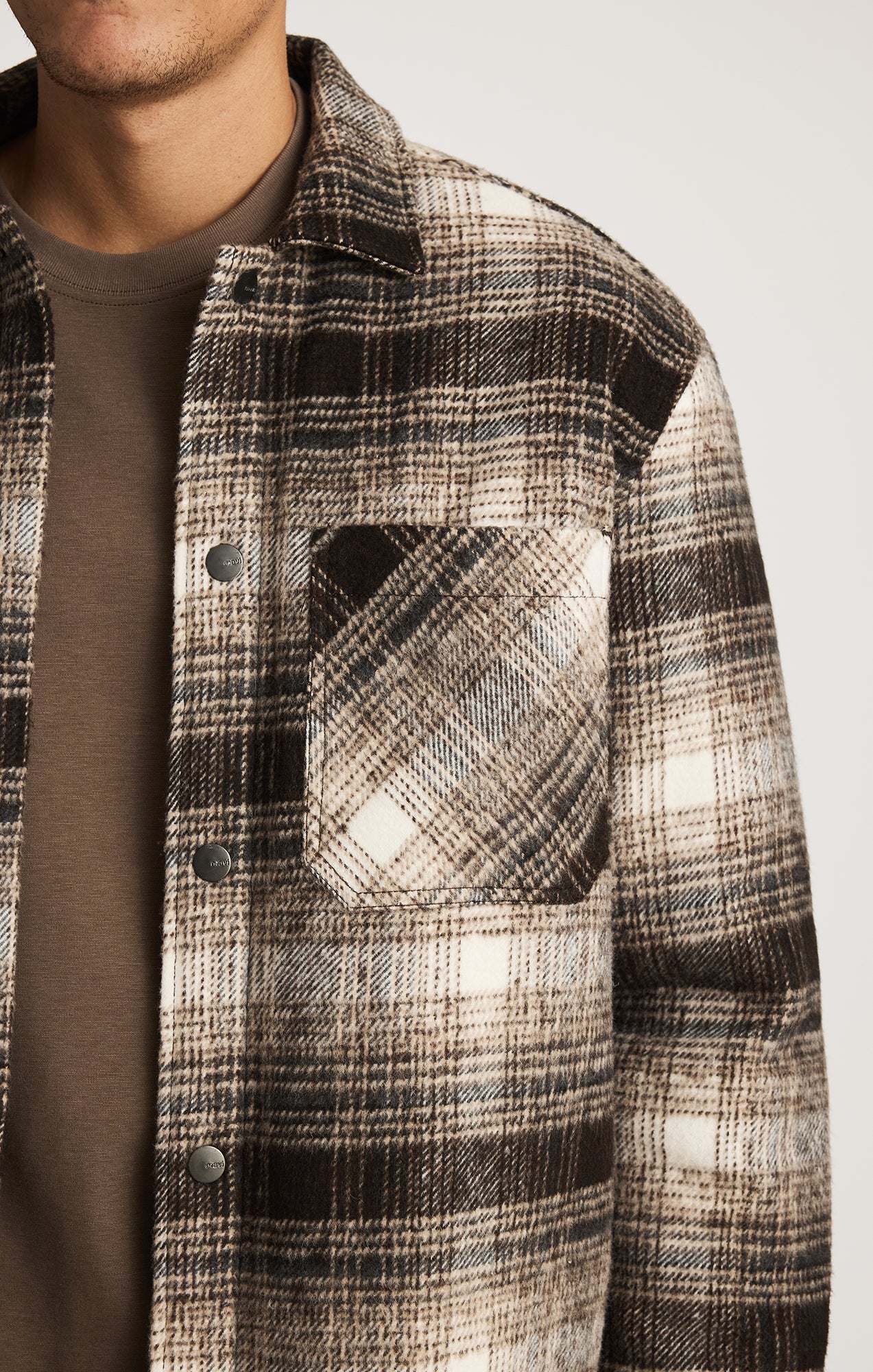 PLAID SHIRT JACKET IN SEAL BROWN CHECK - Image 4