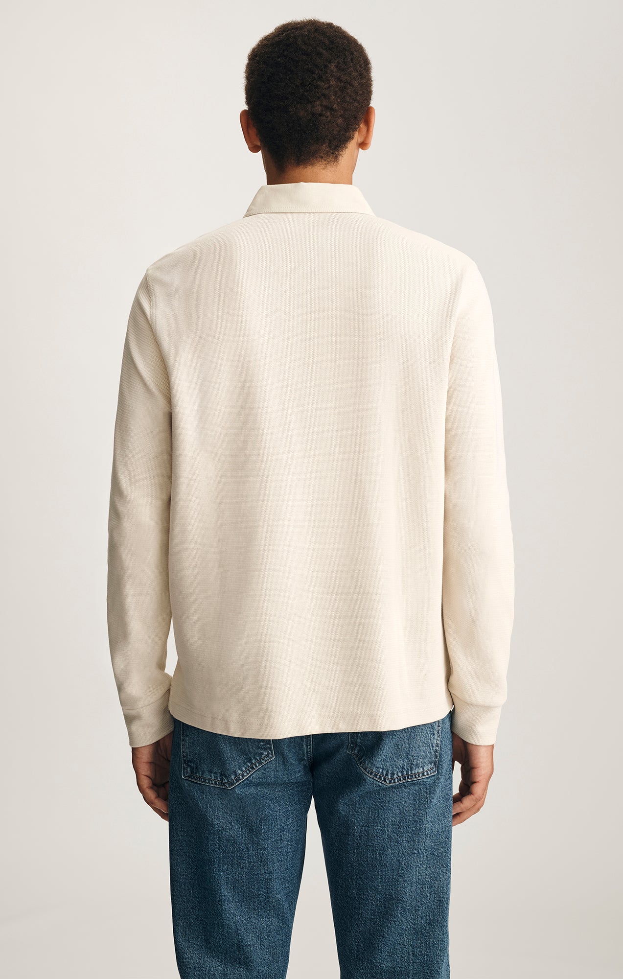 LONG SLEEVE POLO T-SHIRT IN PEYOTE - Image 3