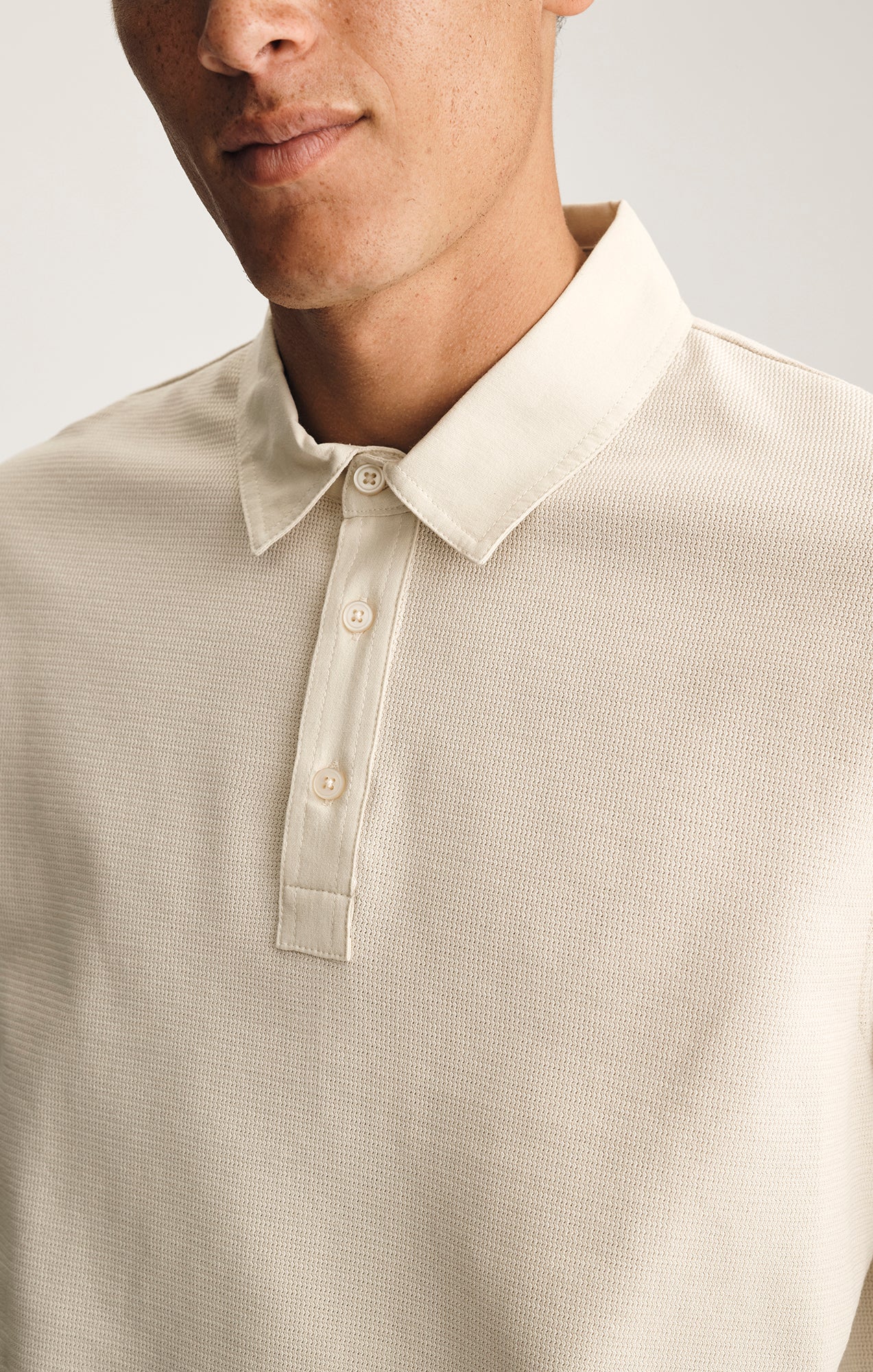 LONG SLEEVE POLO T-SHIRT IN PEYOTE - Image 4