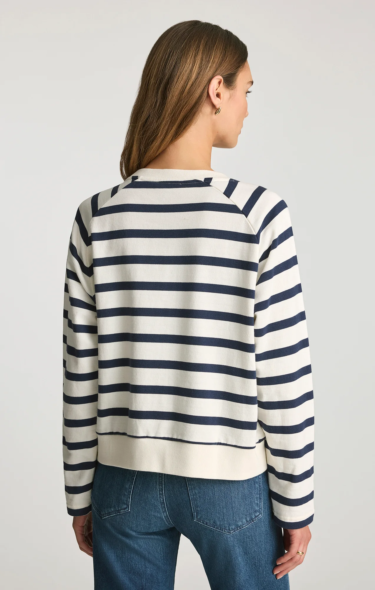 CREW NECK SWEATSHIRT IN BLACK IRIS STRIPE - Image 2