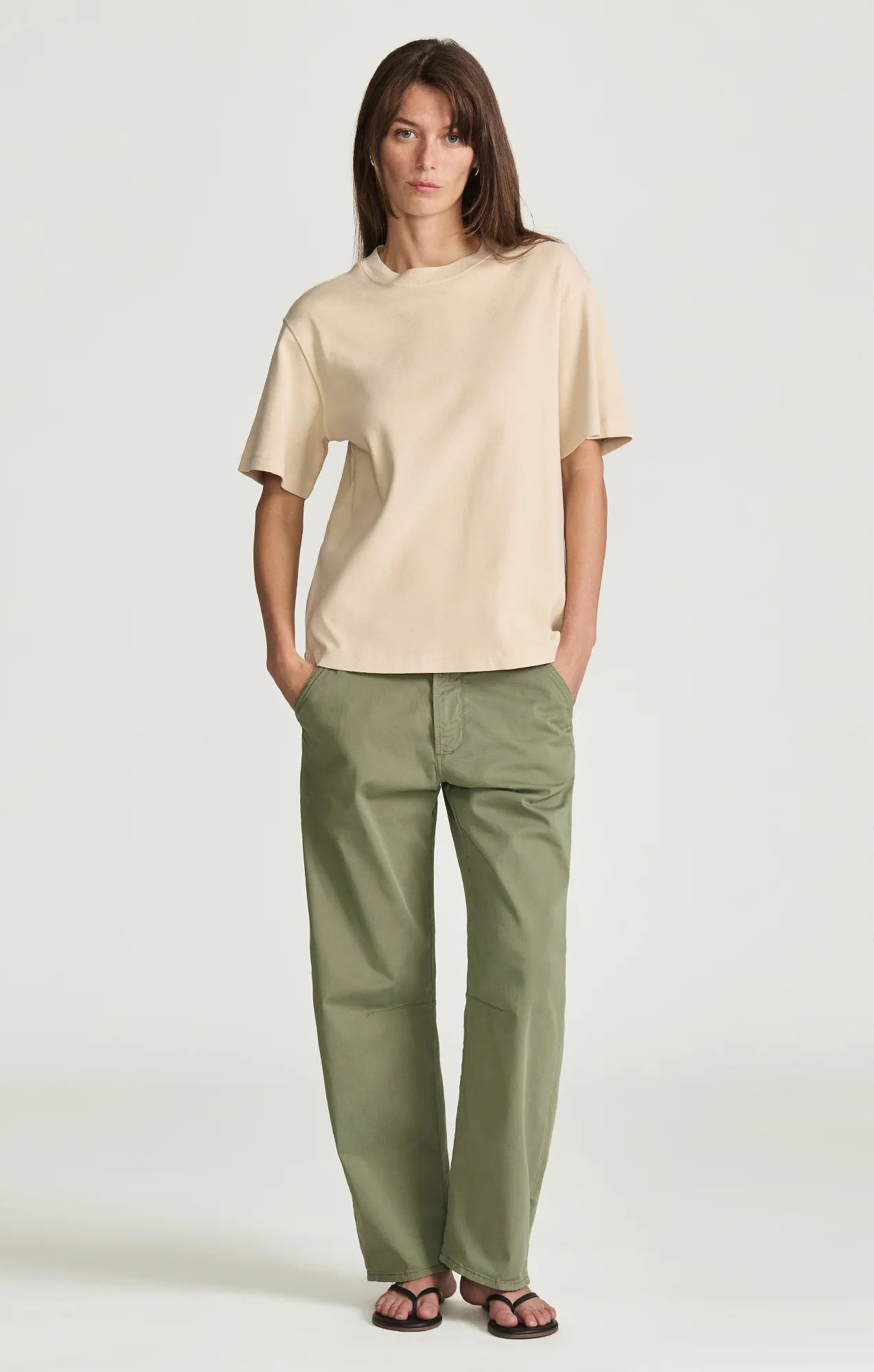 CREW NECK T-SHIRT IN SANDSHELL - Image 2