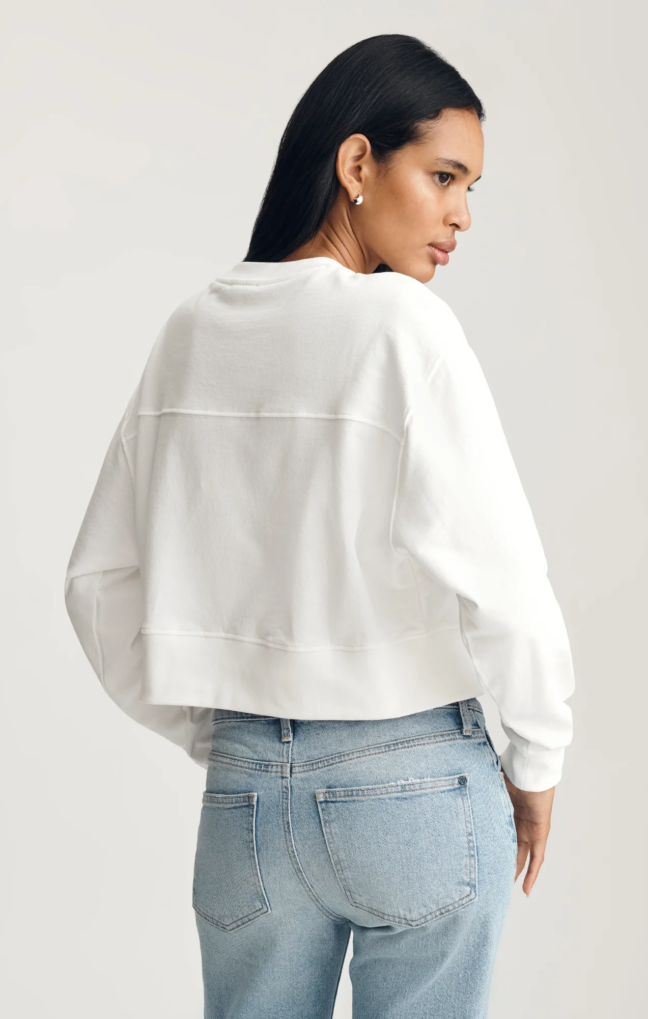 CROPPED CREW NECK SWEATSHIRT IN WHITE - Image 2
