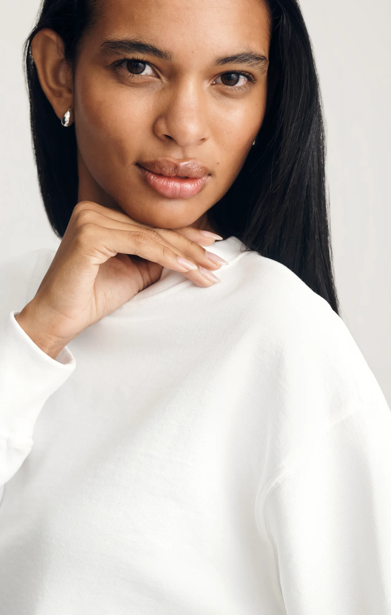 CROPPED CREW NECK SWEATSHIRT IN WHITE - Image 3