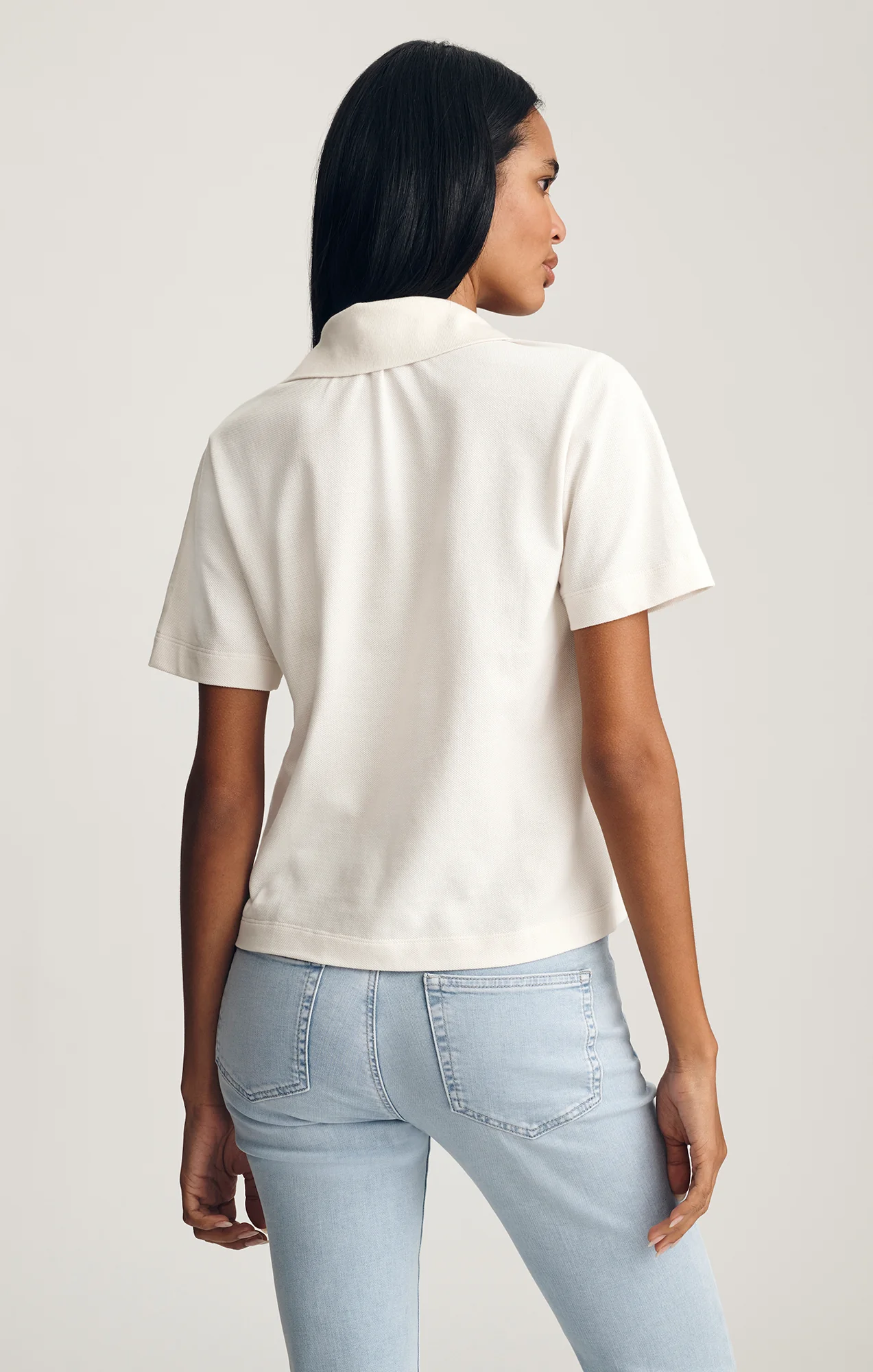 CROPPED POLO T-SHIRT IN COCONUT MILK - Image 2