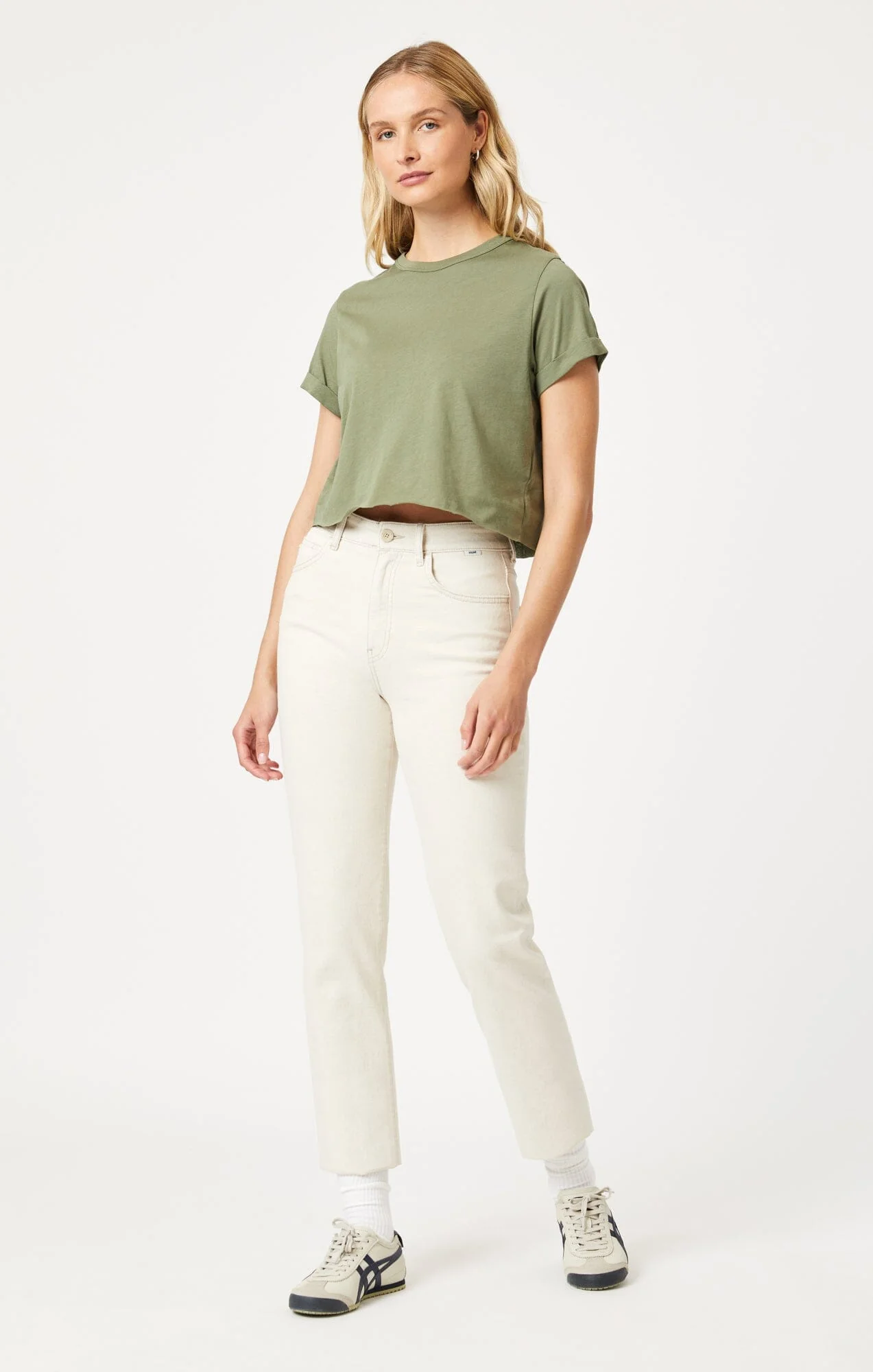 CROPPED T-SHIRT IN DEEP LICHEN GREEN - Image 4