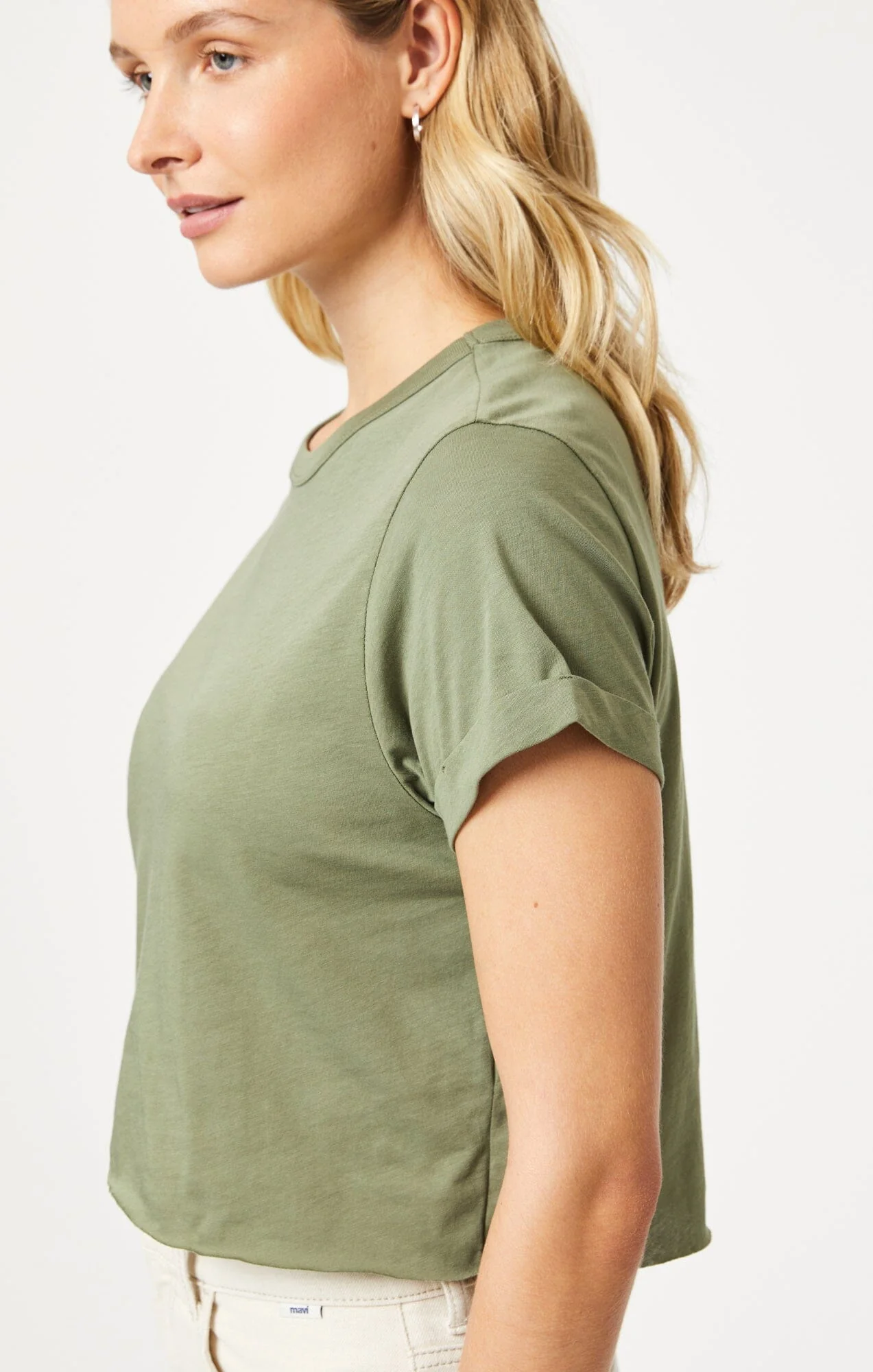 CROPPED T-SHIRT IN DEEP LICHEN GREEN - Image 7