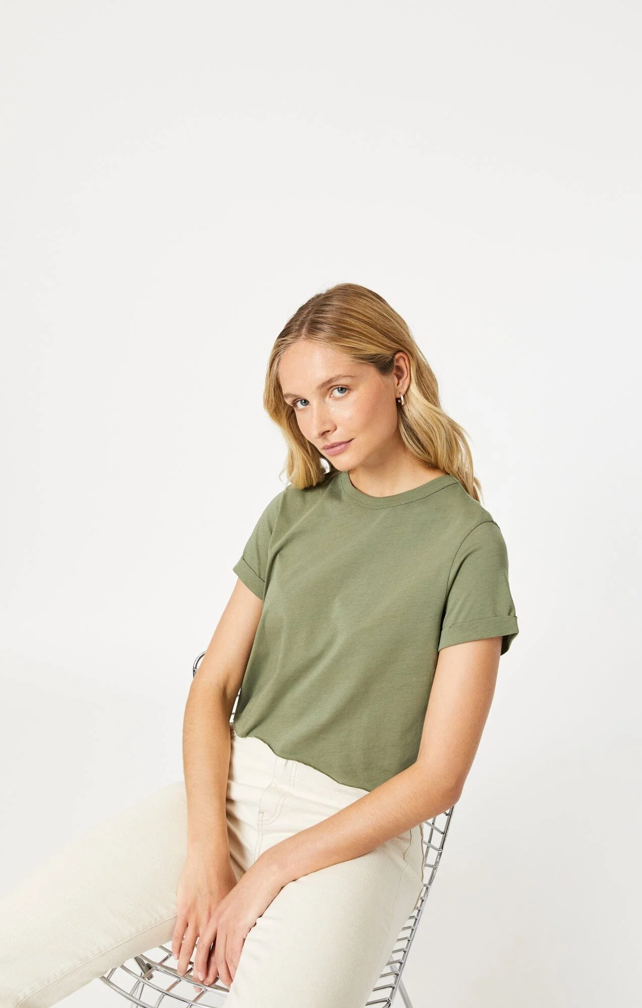 CROPPED T-SHIRT IN DEEP LICHEN GREEN - Image 8