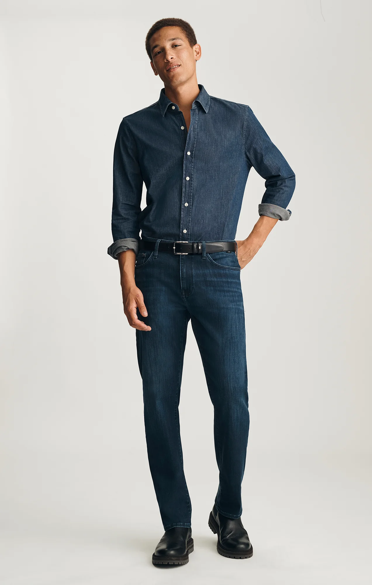 LONG SLEEVE BUTTON-UP SHIRT IN RINSE - Image 4