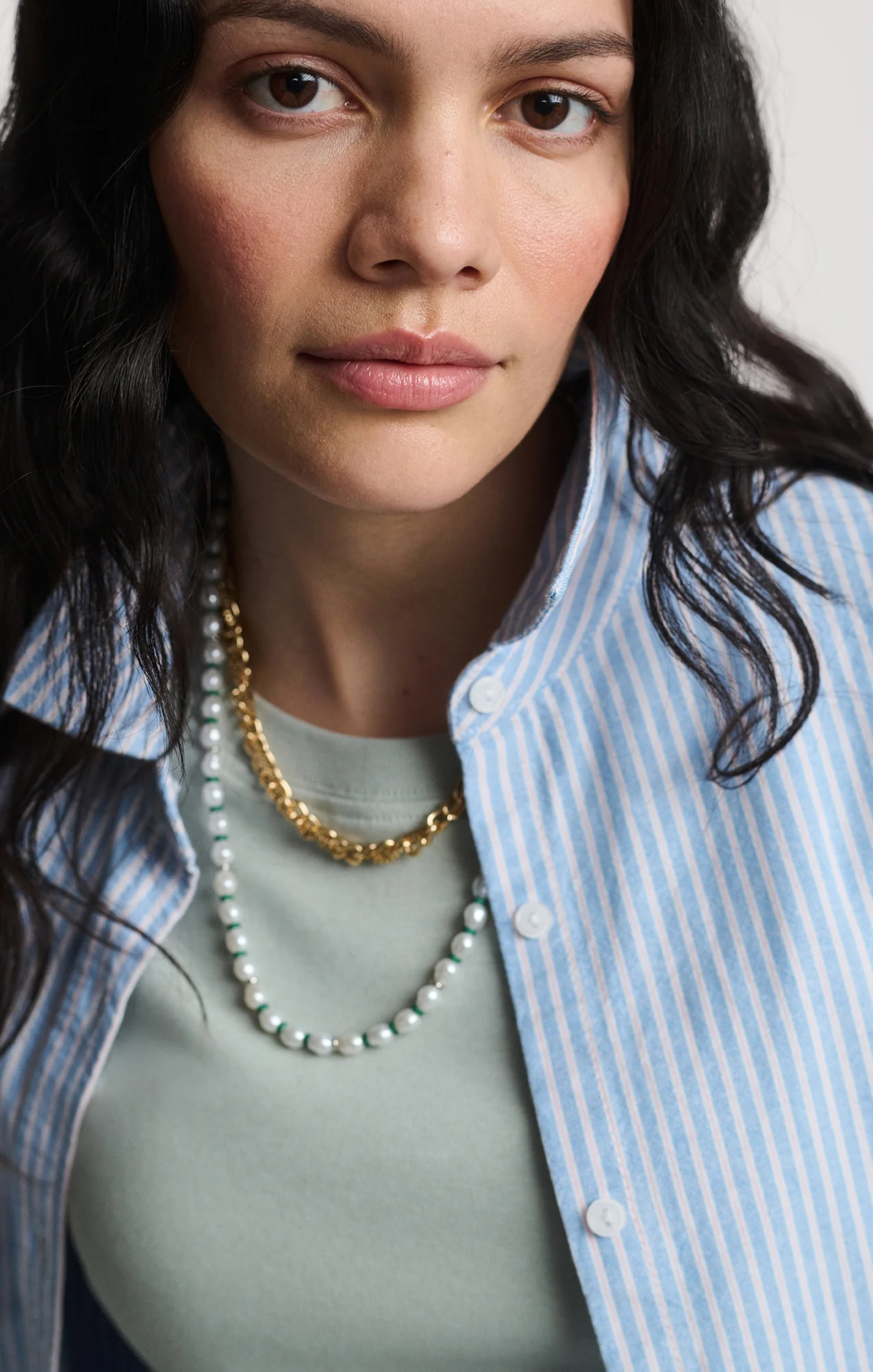 LONG SLEEVE BUTTON-UP SHIRT IN OXFORD BLUE STRIPED - Image 3