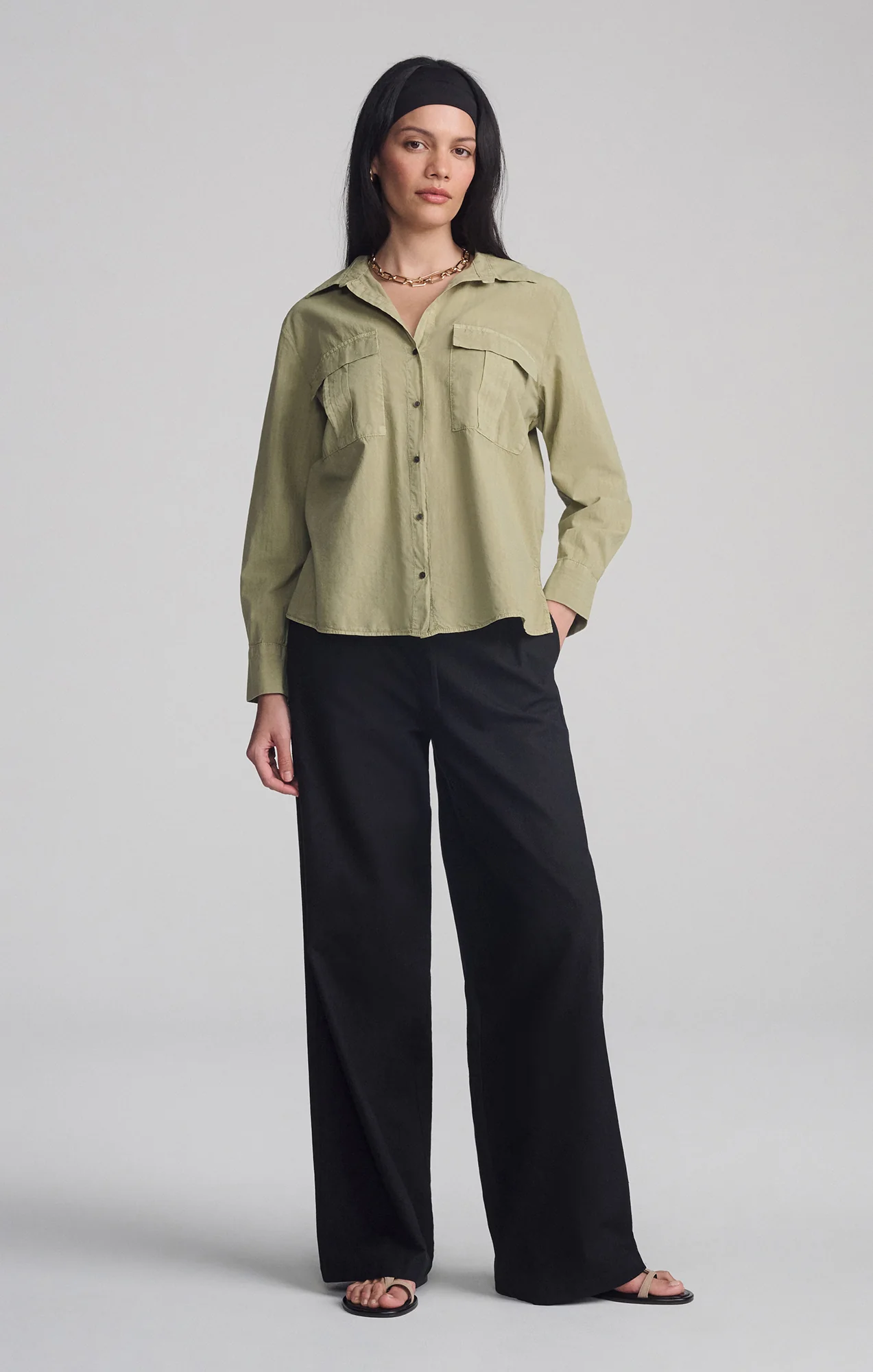 DOUBLE POCKET BUTTON-UP SHIRT IN TEA - Image 2
