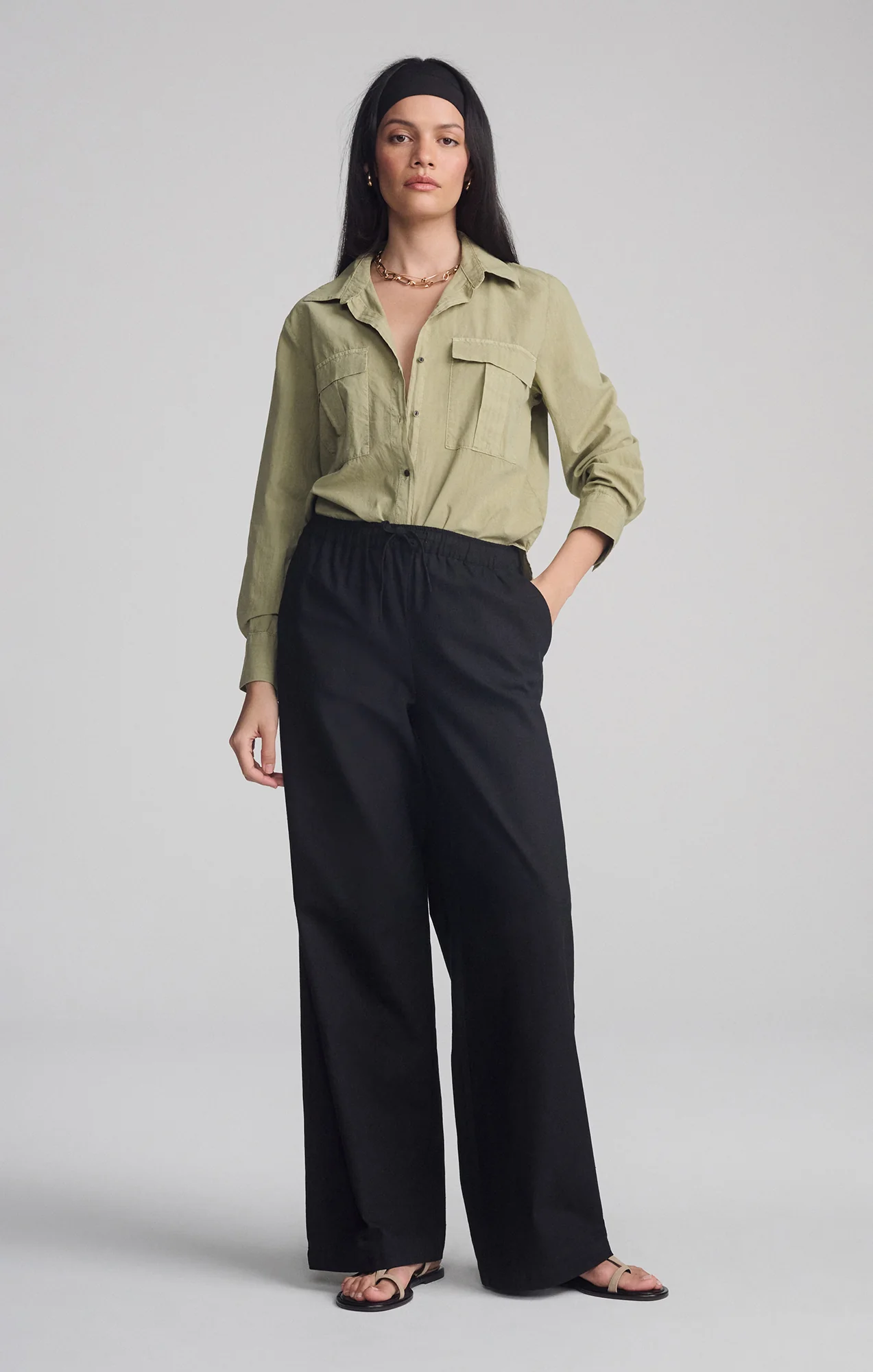 DOUBLE POCKET BUTTON-UP SHIRT IN TEA - Image 5