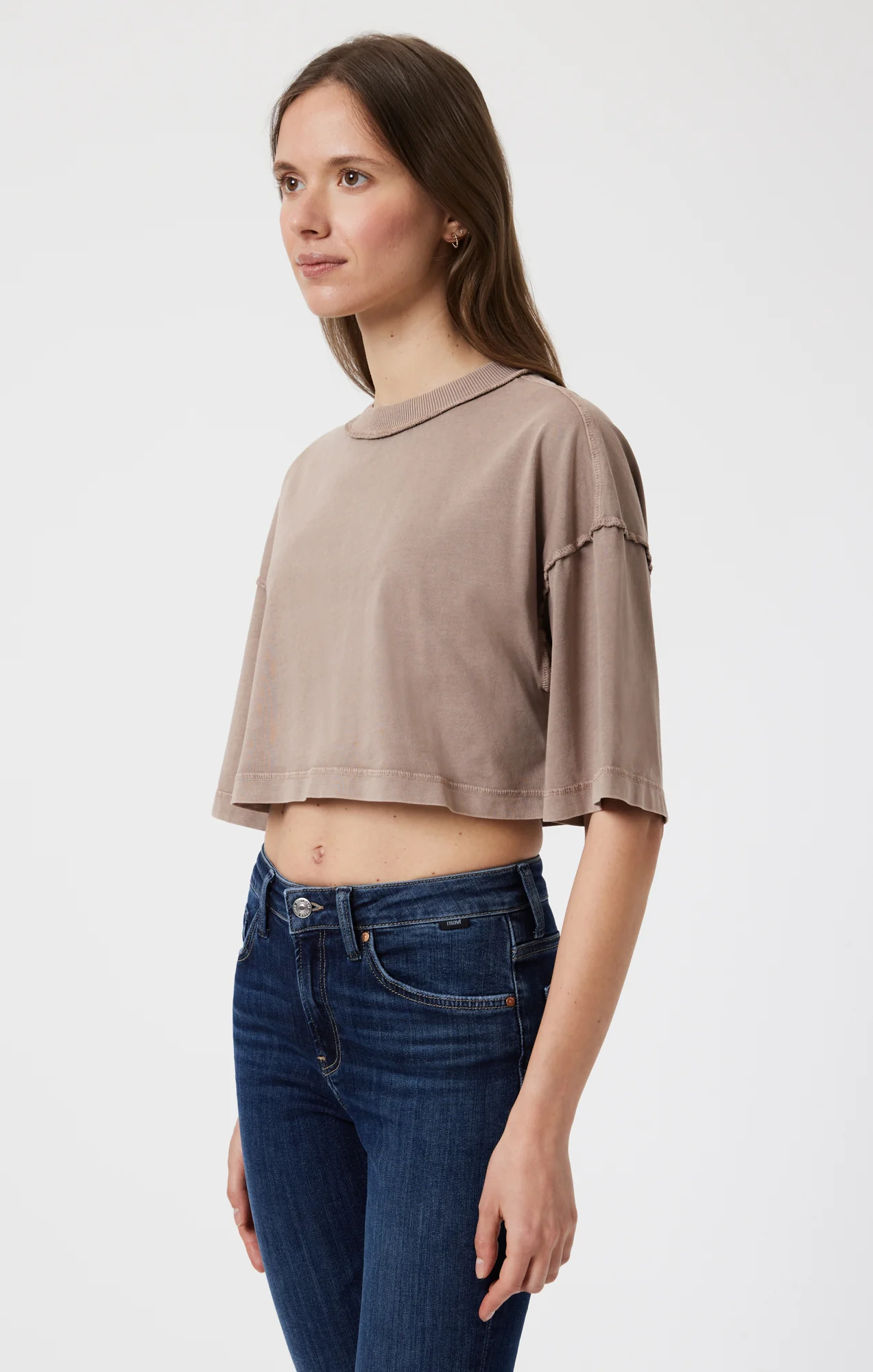 DROP SHOULDER CROPPED T-SHIRT IN MOON ROCK - Image 3
