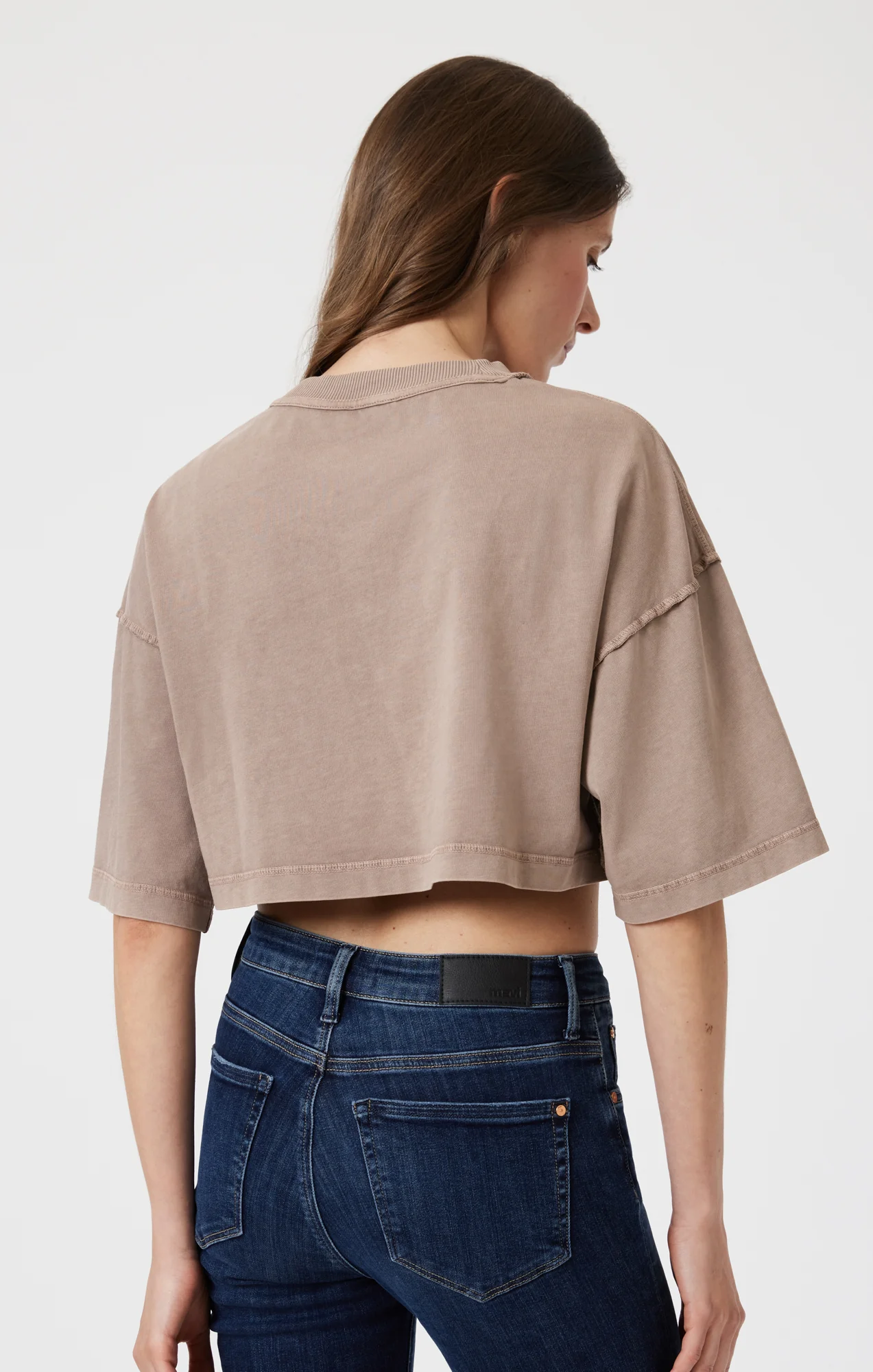 DROP SHOULDER CROPPED T-SHIRT IN MOON ROCK - Image 4