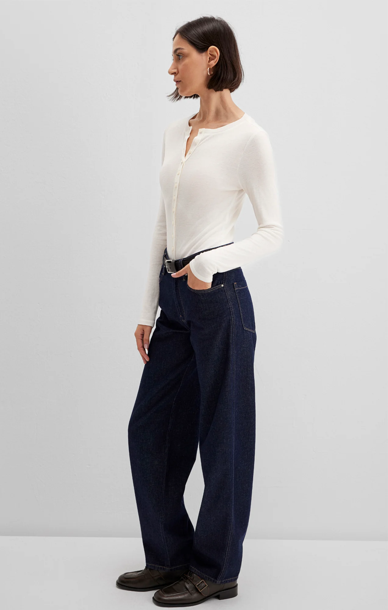 EDITION BUTTON-UP LONG SLEEVE T-SHIRT IN COCONUT MILK - Image 2