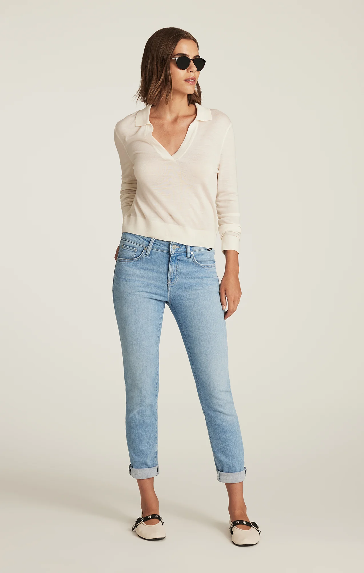 EMMA SLIM BOYFRIEND IN LIGHT BRUSHED FLEX BLUE