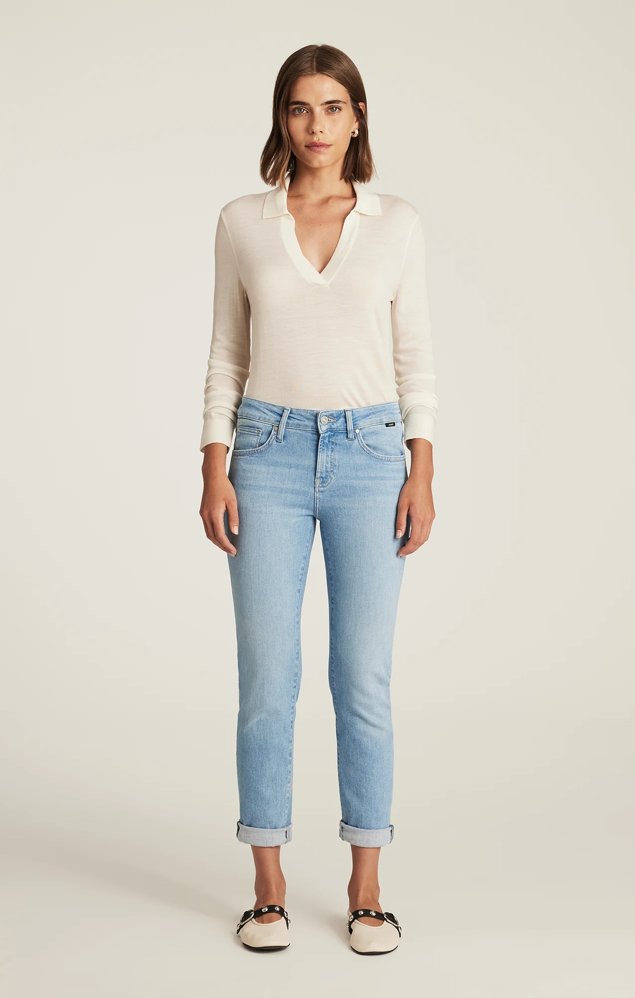 EMMA SLIM BOYFRIEND IN LIGHT BRUSHED FLEX BLUE - Image 4