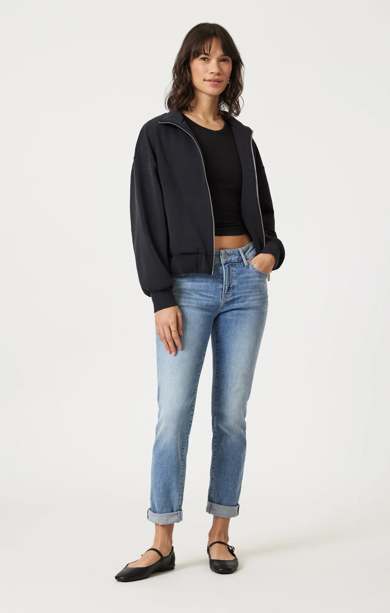 EMMA SLIM BOYFRIEND IN LIGHT BRUSHED FLEX BLUE