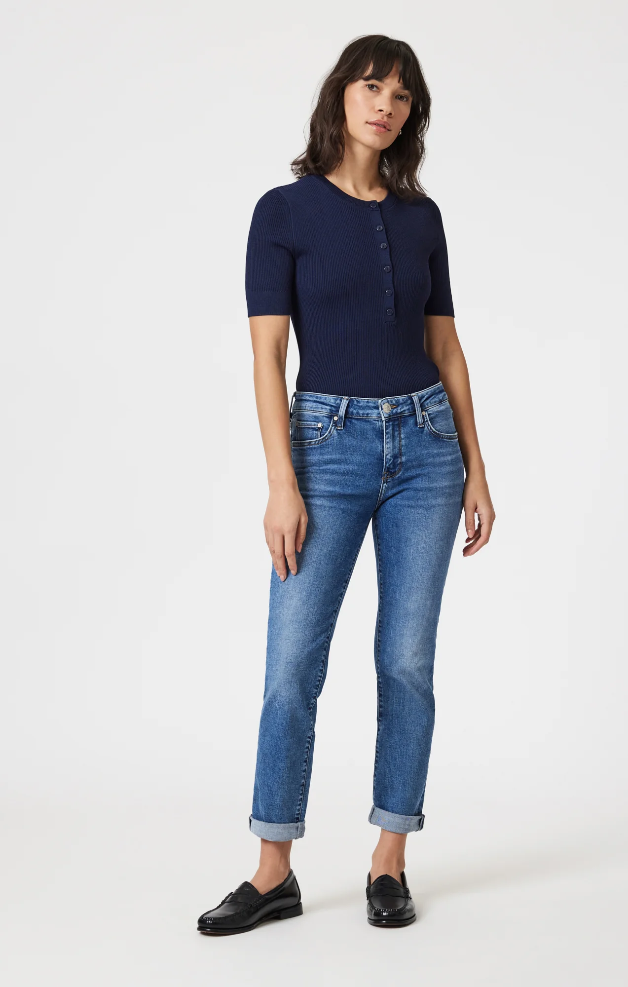 EMMA SLIM BOYFRIEND IN MID BRUSHED TRIBECA