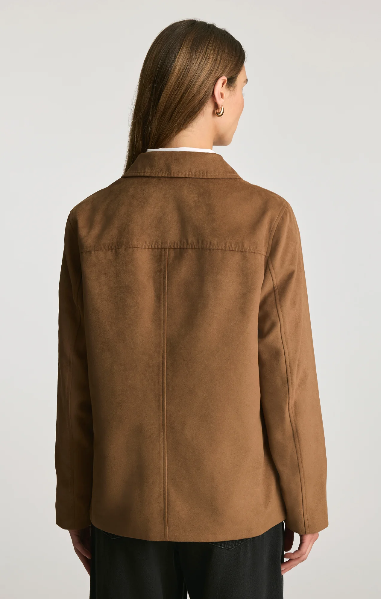 FAUX SUEDE CHORE JACKET IN BISON - Image 2