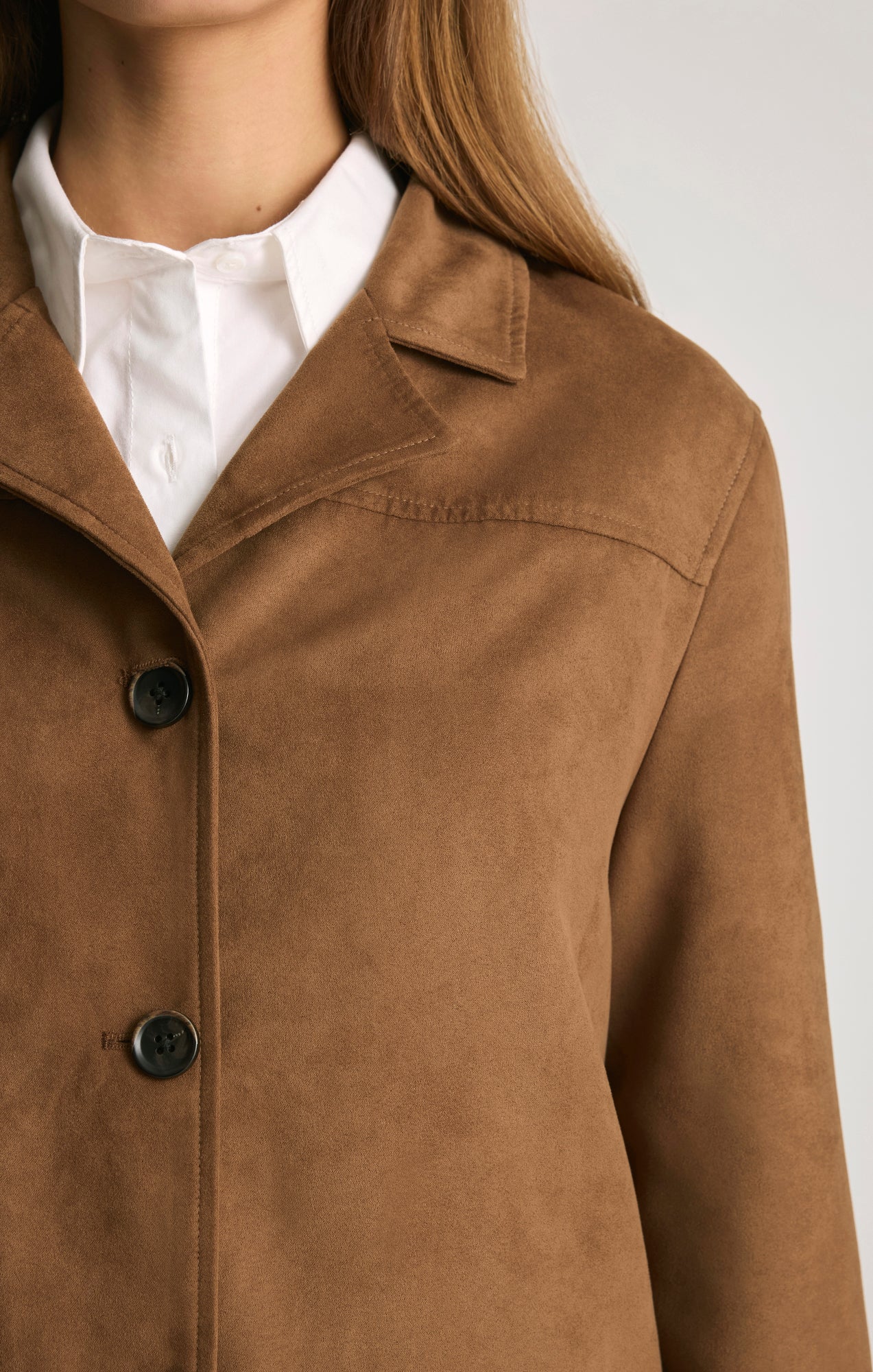 FAUX SUEDE CHORE JACKET IN BISON - Image 4