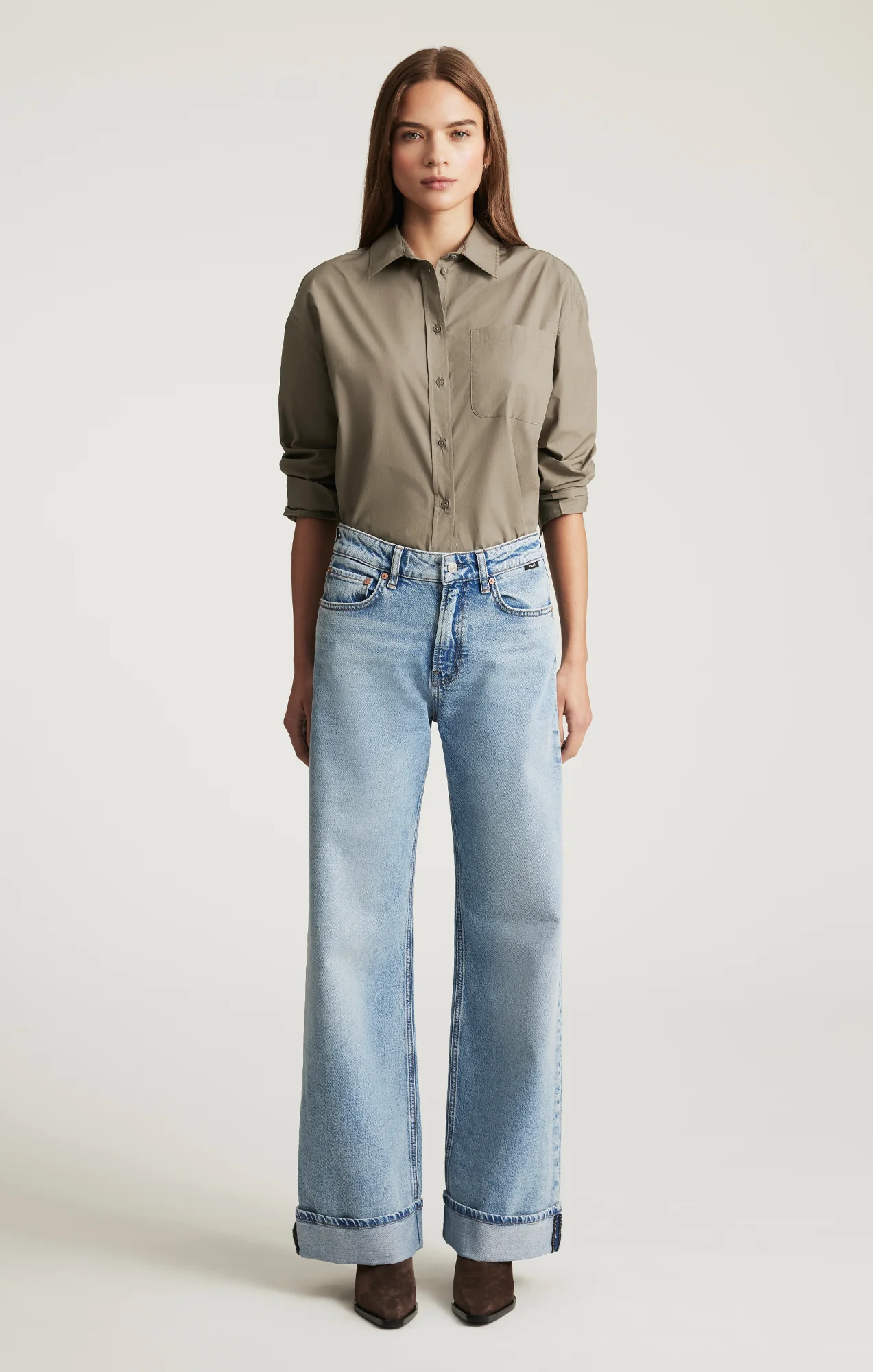 FLORIDA CUFFED WIDE LEG IN LIGHT BRUSHED CLASSIC BLUE - Image 4