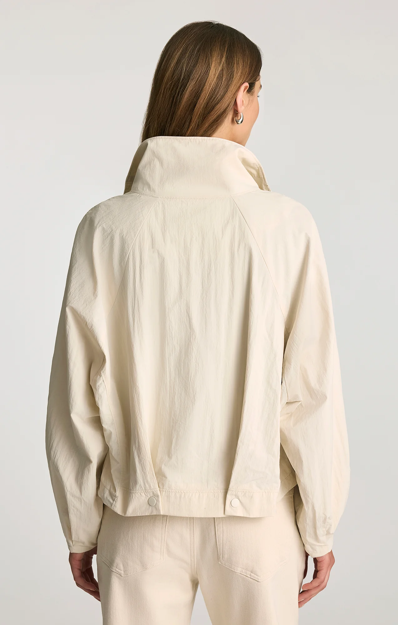 FUNNEL NECK UTILITY JACKET IN LIGHT GREY - Image 2