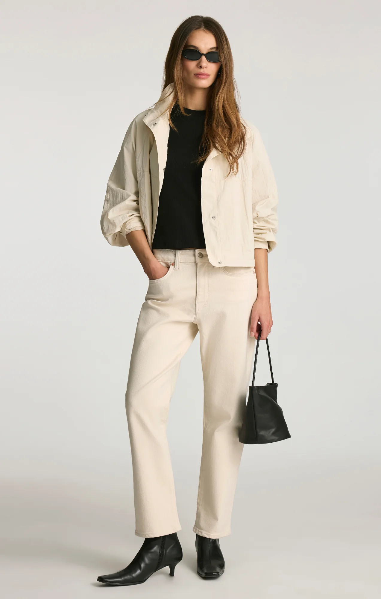 FUNNEL NECK UTILITY JACKET IN LIGHT GREY - Image 5