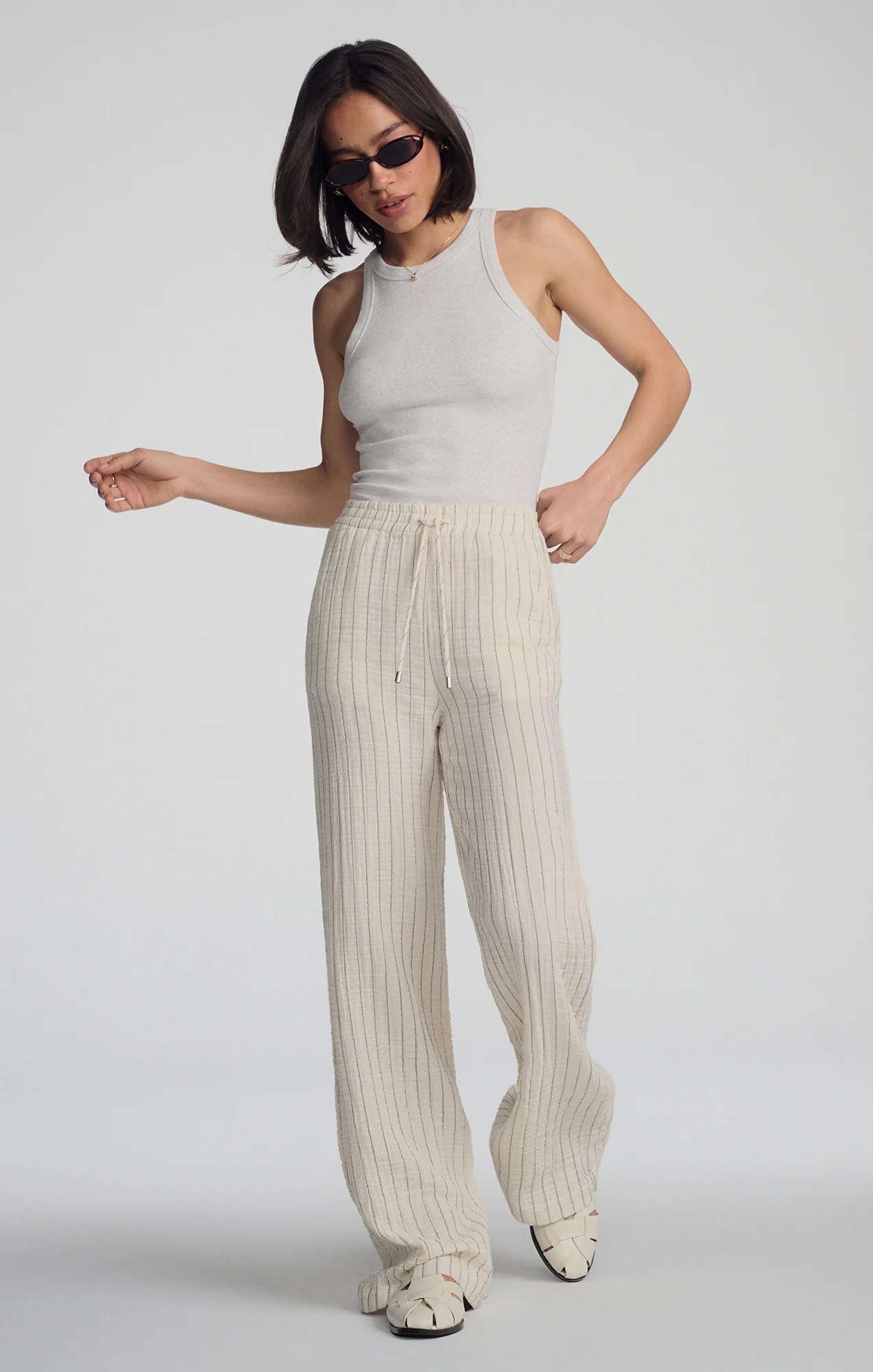 GAUZE PANTS IN GREY STRIPE - Image 3