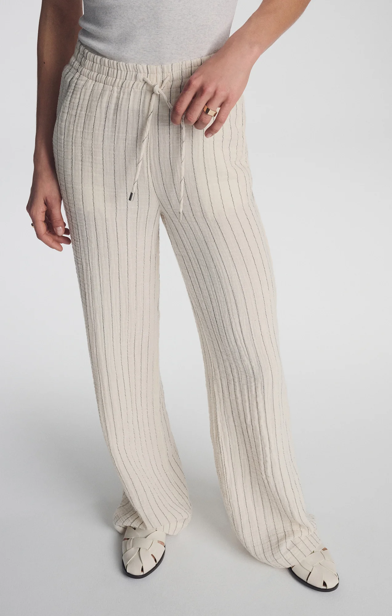 GAUZE PANTS IN GREY STRIPE - Image 4