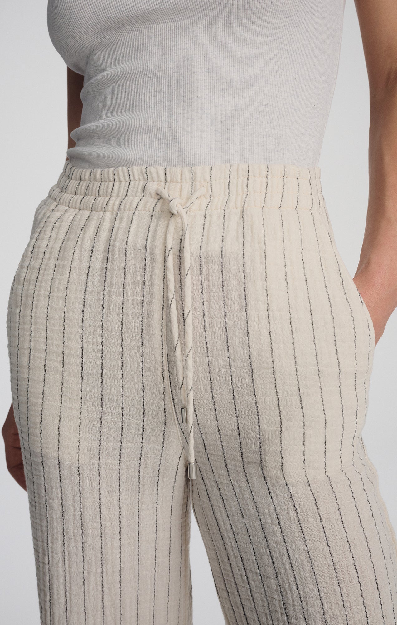 GAUZE PANTS IN GREY STRIPE - Image 6