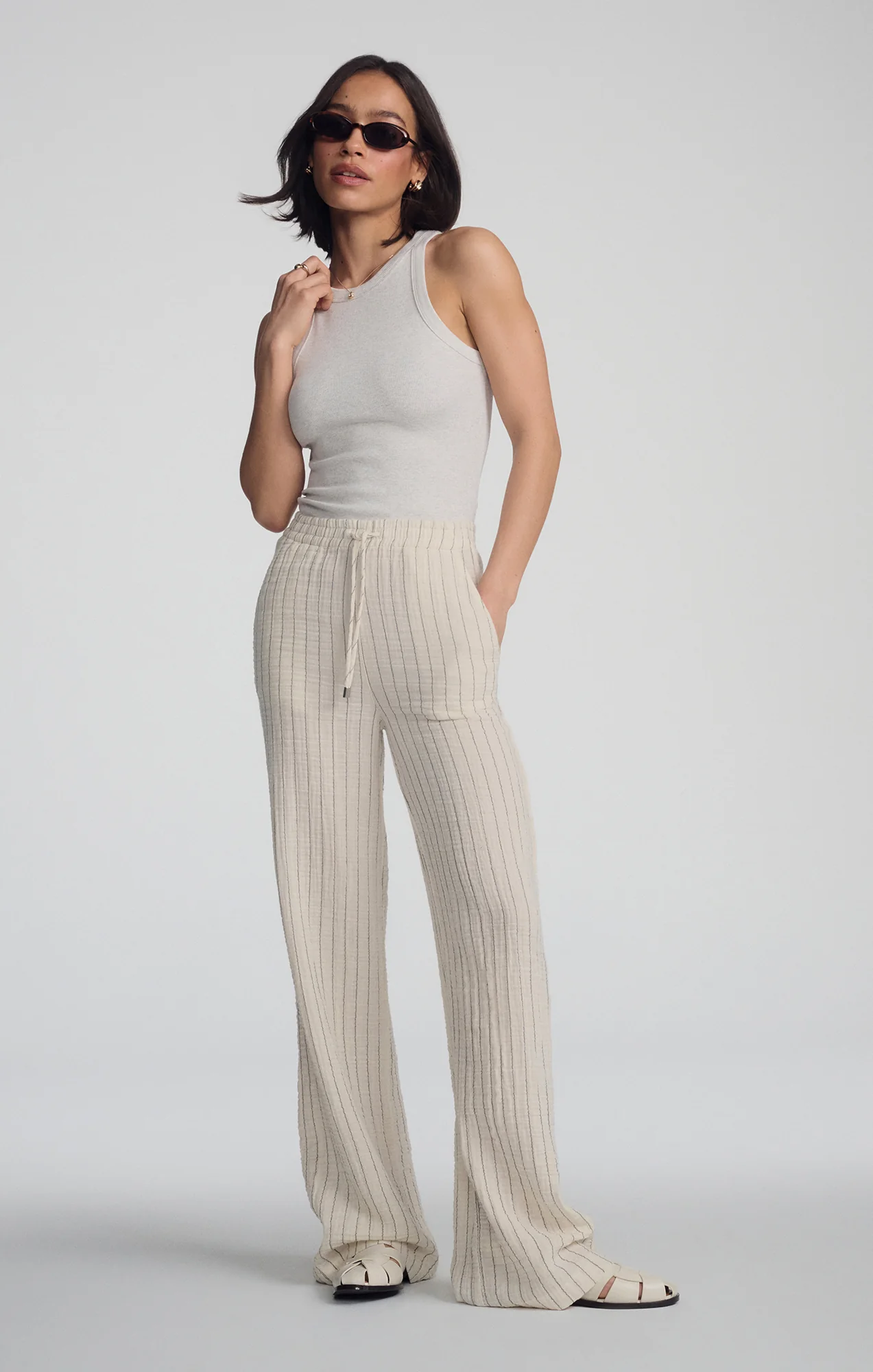 GAUZE PANTS IN GREY STRIPE - Image 7