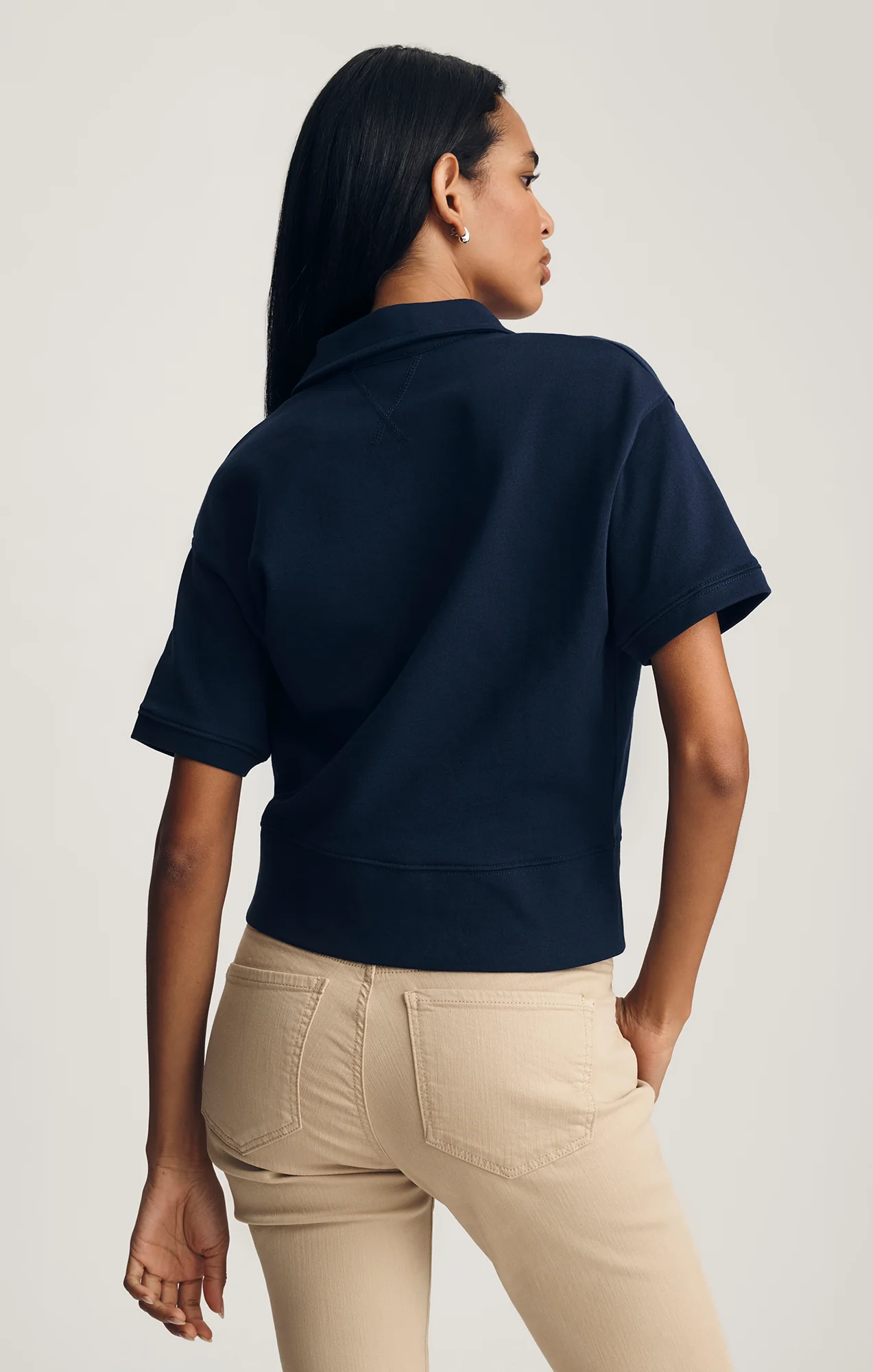 HALF ZIP SHORT SLEEVE SWEATSHIRT IN BLACK IRIS - Image 3