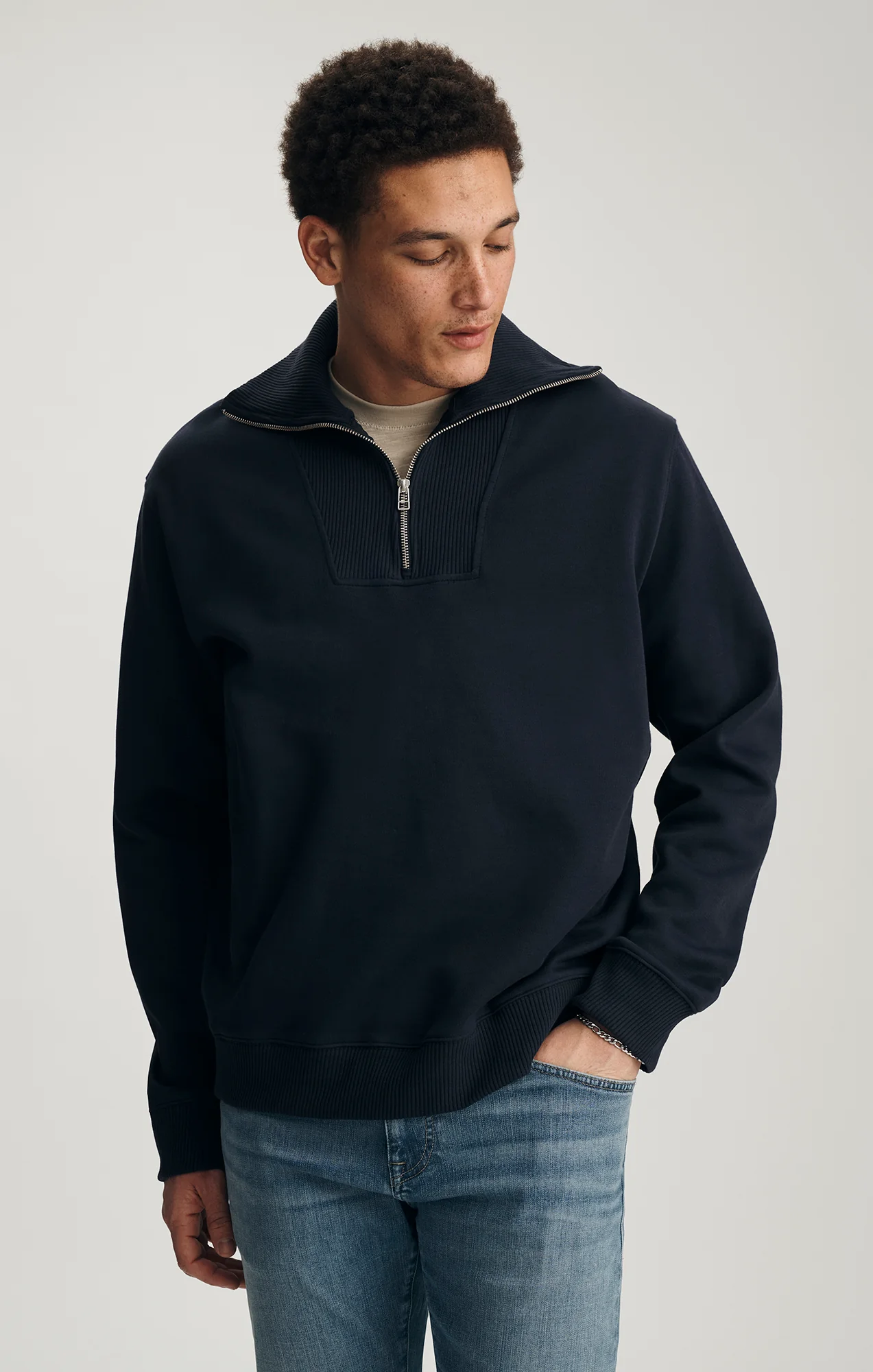 HALF ZIP SWEATSHIRT IN NIGHT SKY