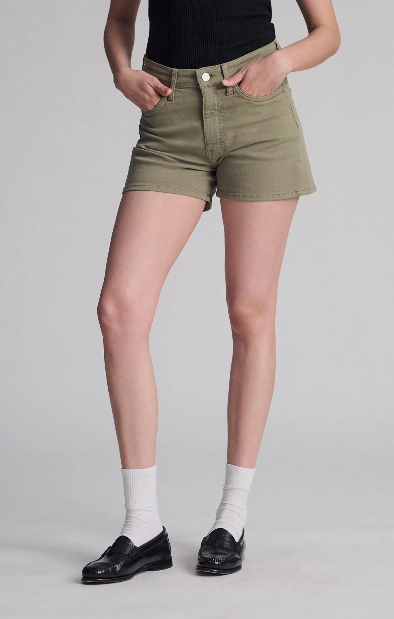 HEIDI STRAIGHT LEG SHORTS IN GREEN FLEX BLUE - Image 2