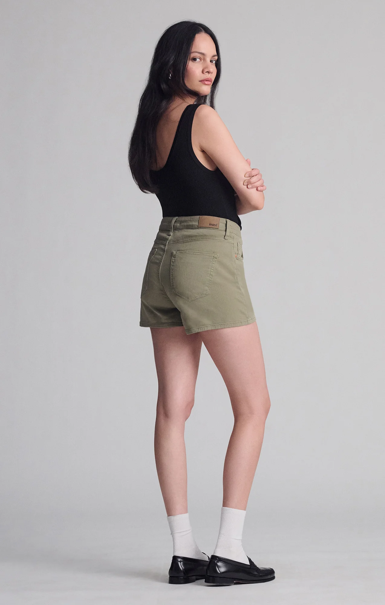 HEIDI STRAIGHT LEG SHORTS IN GREEN FLEX BLUE - Image 4