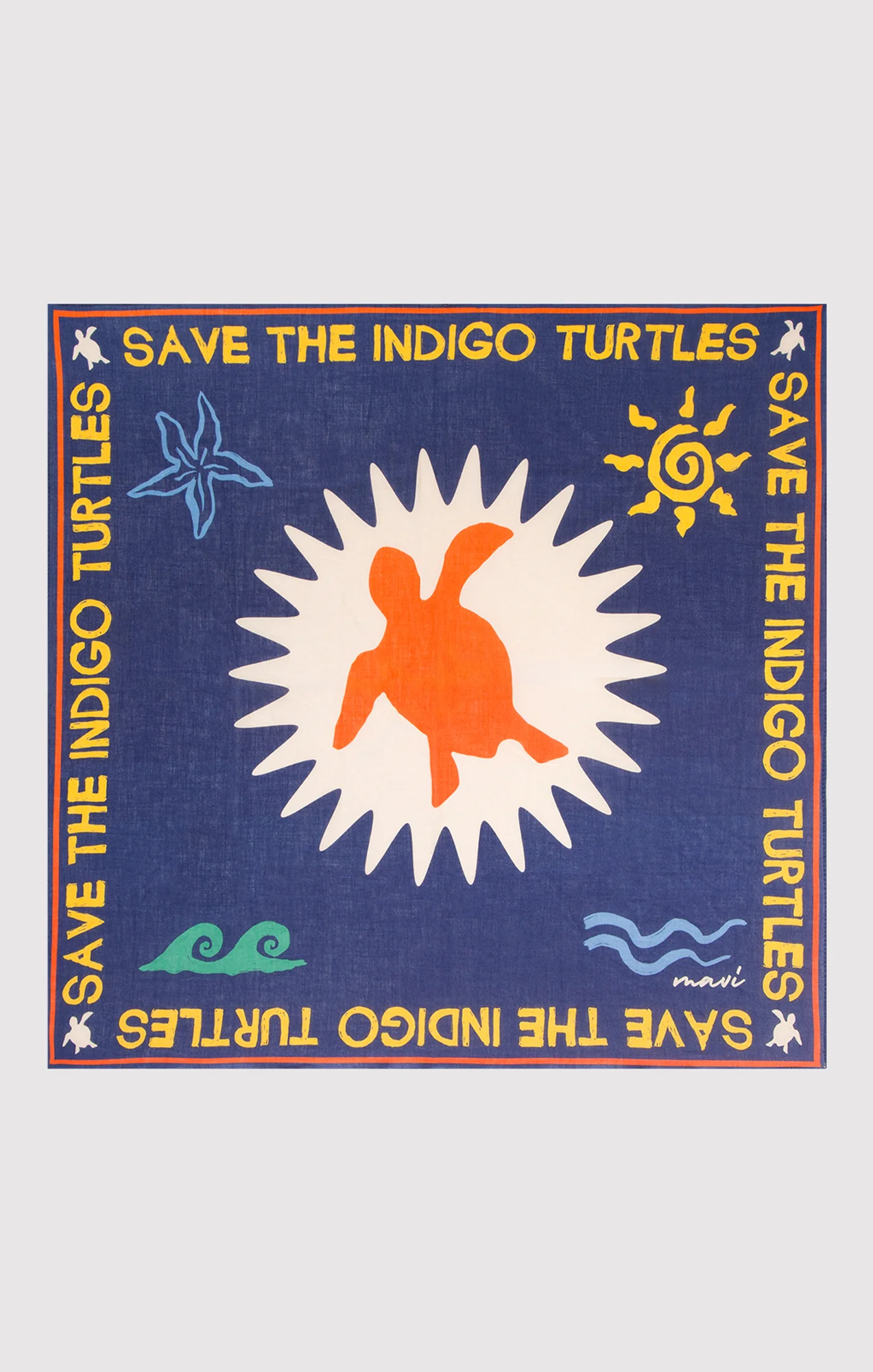 INDIGO TURTLES BANDANA IN EGGNOG - Image 2